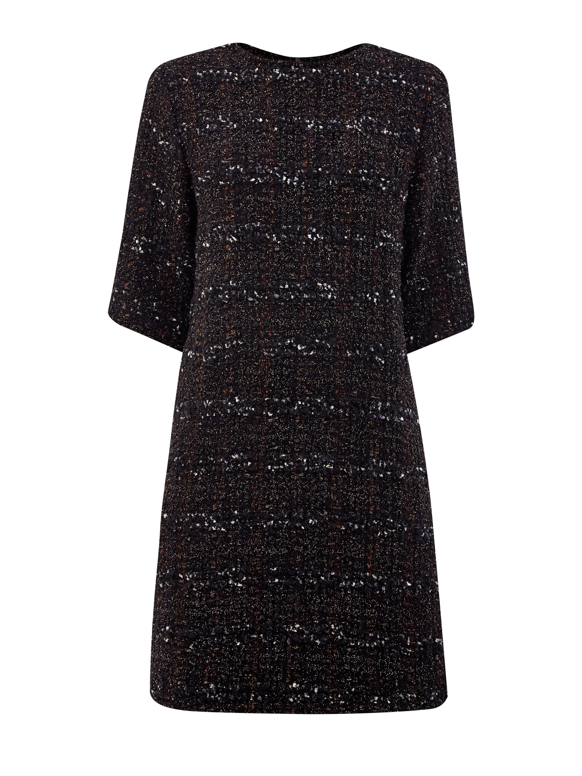 Платье А-силуэта из фактурного твида с мерцающей нитью ламе FABIANA FILIPPI черного цвета