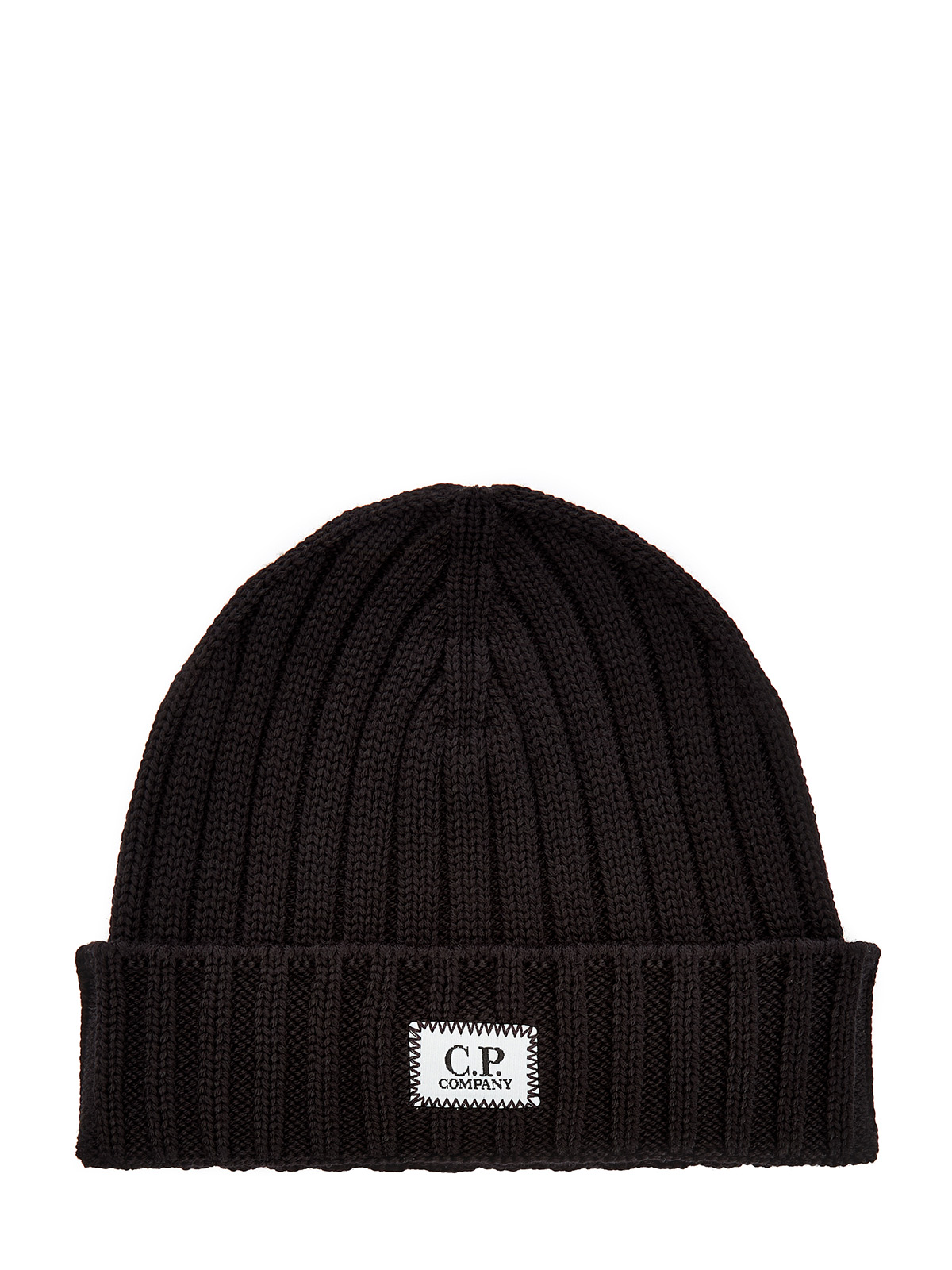 Шапка-бини из шерсти эластичной вязки с нашивкой 13600₽