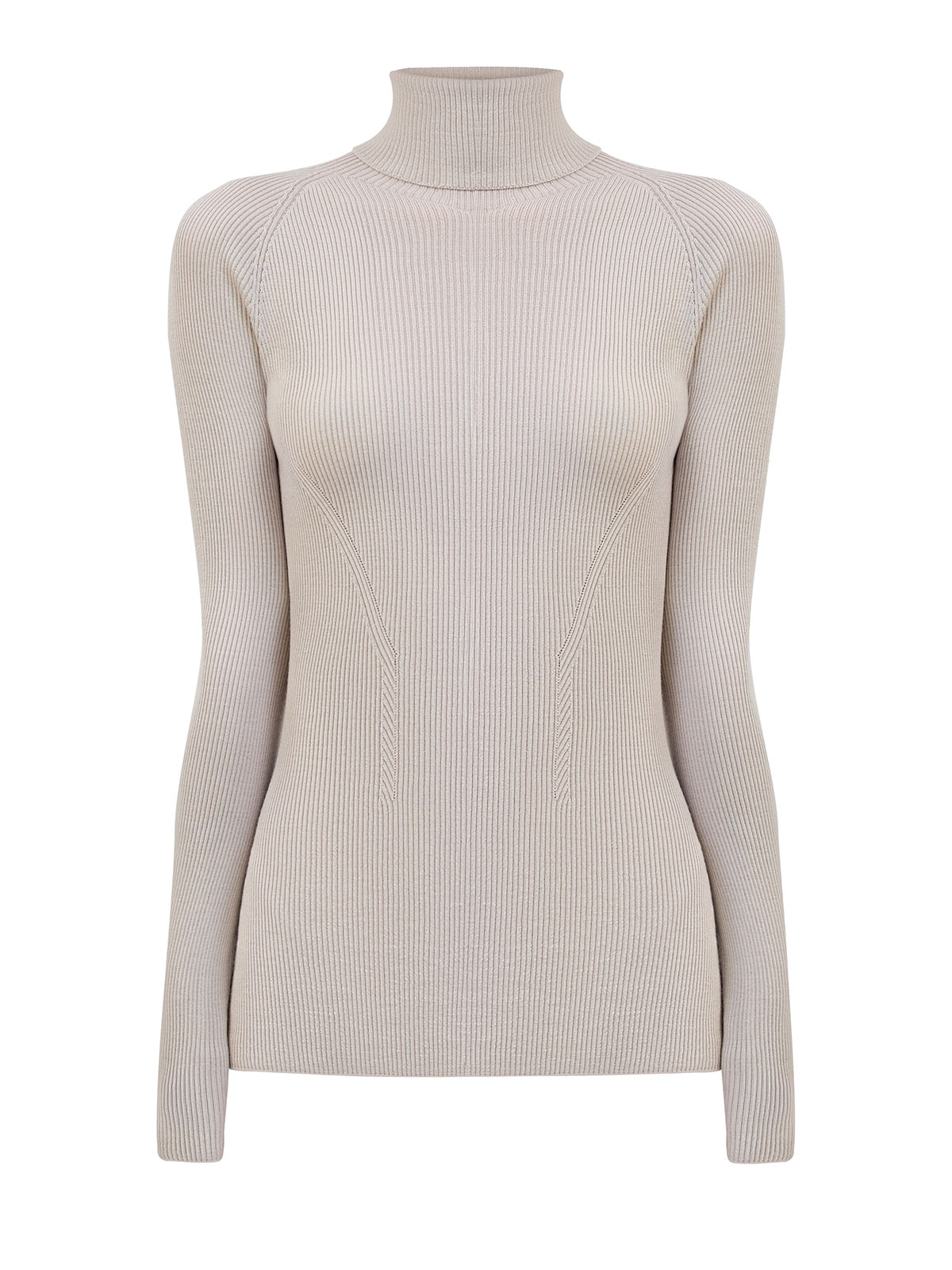 Водолазка из шерсти и шелка в тонкий рубчик 61110₽