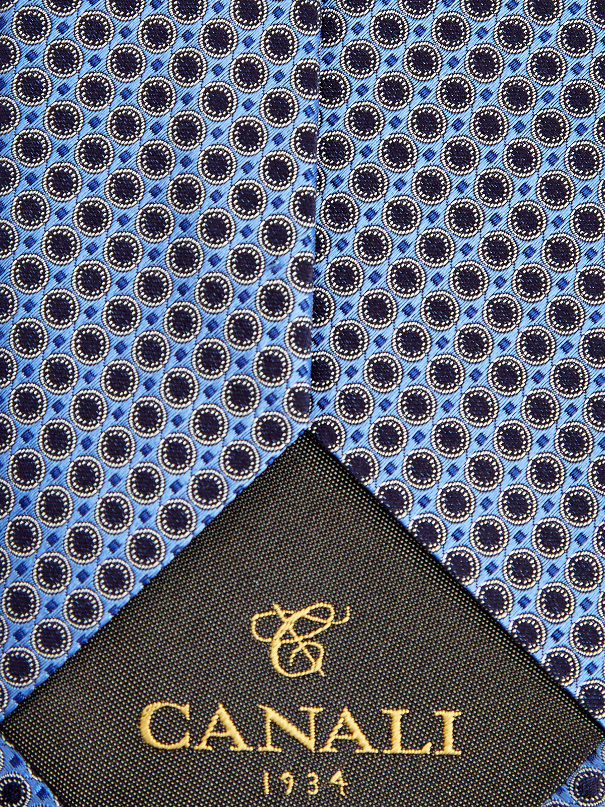 Галстук из шелкового жаккарда с фактурным глянцевым принтом CANALI, цвет голубой, размер 40;41.5;42;42.5;43.5;43;40.5 - фото 3