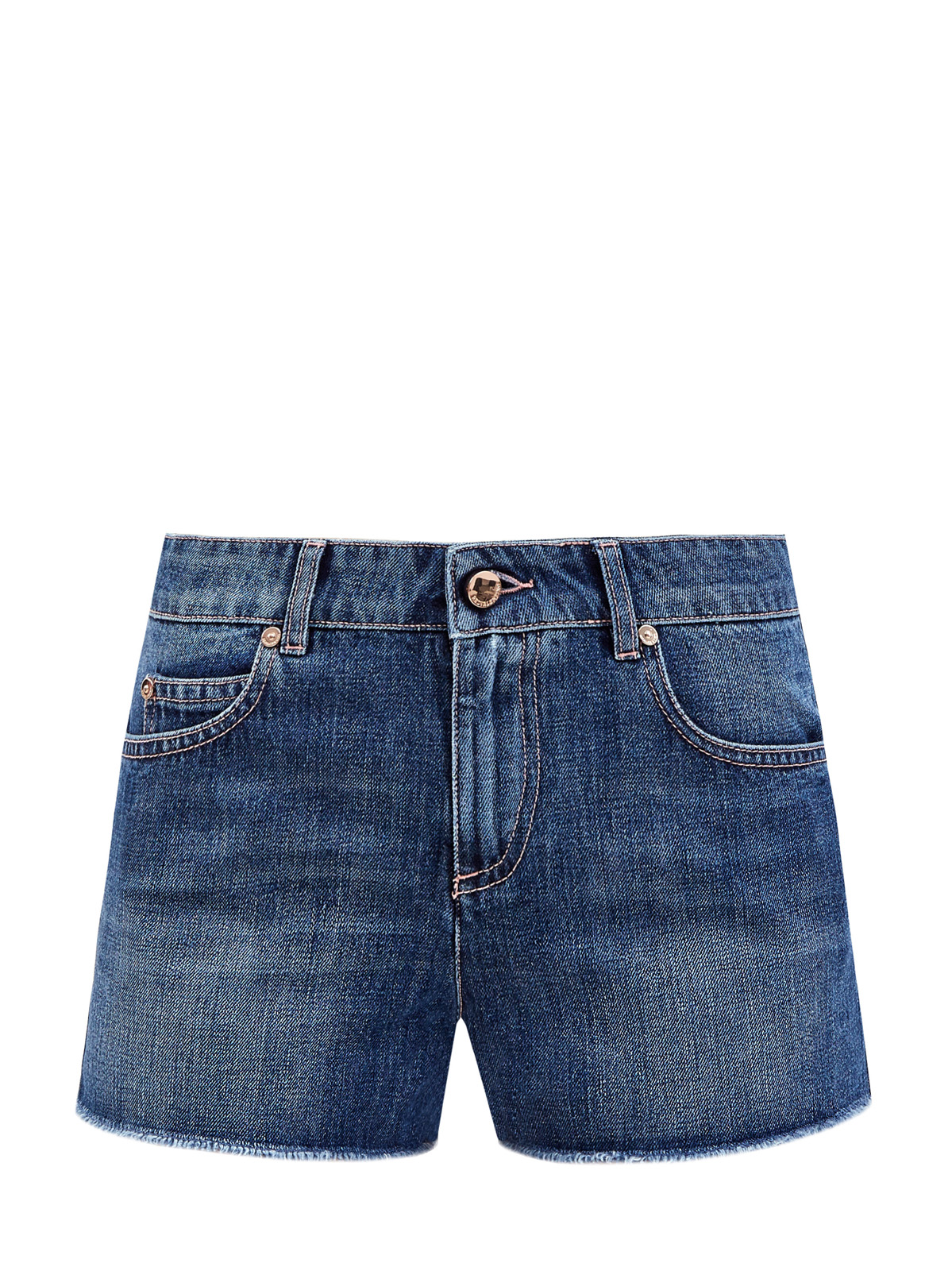 Короткие шорты из денима с бахромой и нашивкой «пуэн-деспри» REDVALENTINO, цвет синий, размер S;L;M