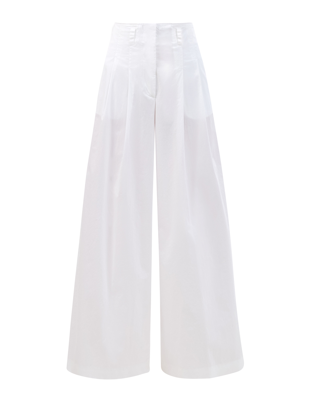 Широкие брюки в стиле leisure из хлопка на высокой посадке PESERICO, цвет белый, размер 40;42;44;46 - фото 1
