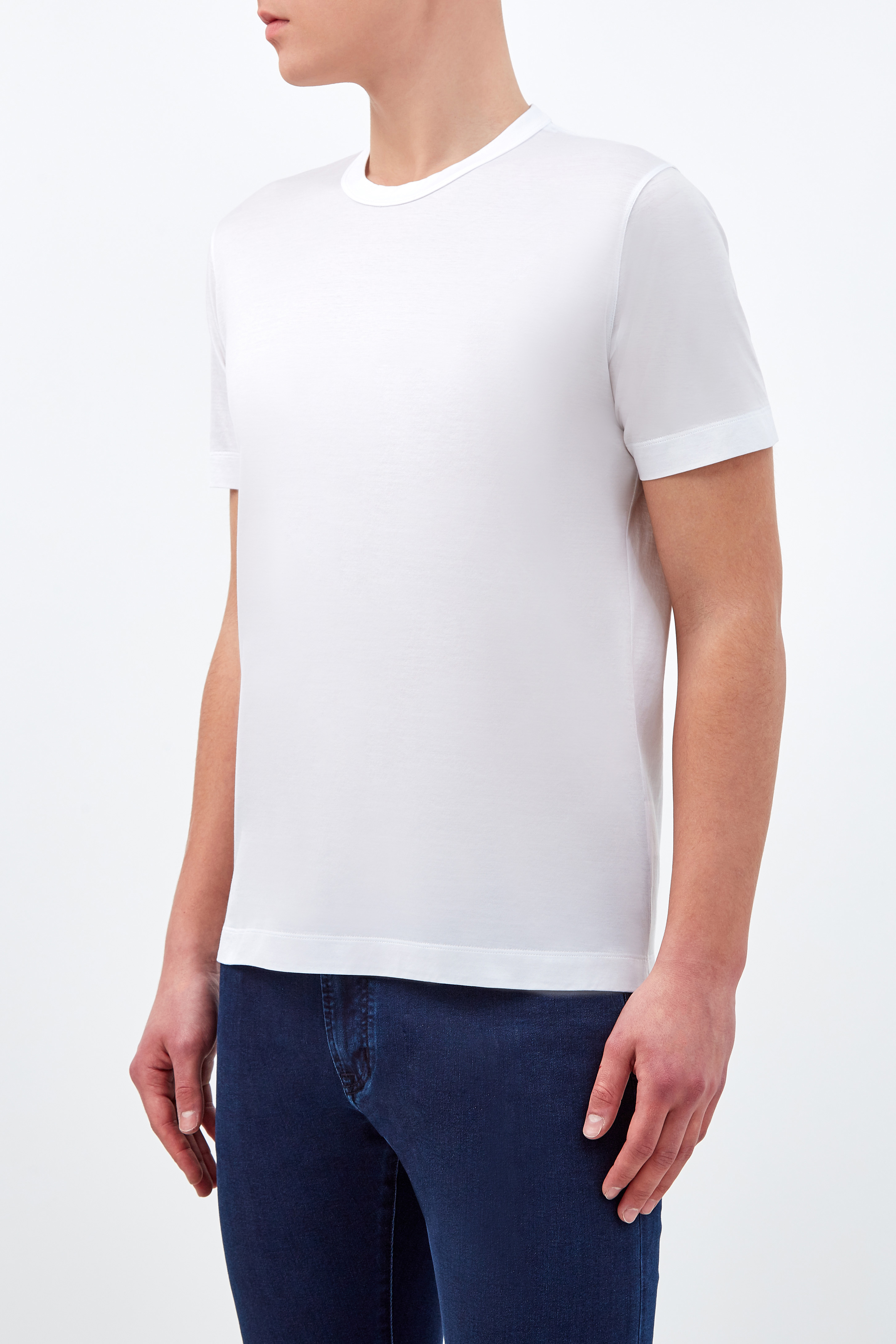 Лаконичная футболка из хлопка джерси CORTIGIANI, цвет белый, размер 50;54;56;62;48 - фото 3
