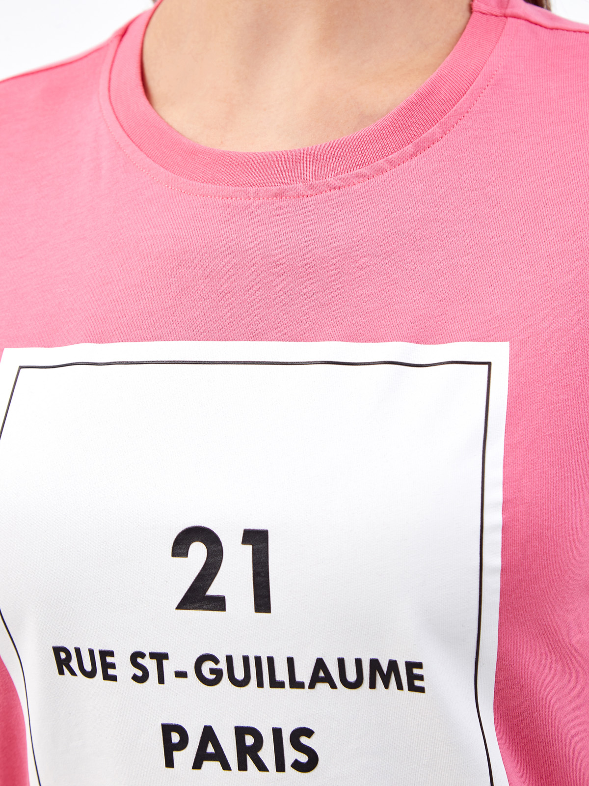 Хлопковая футболка с культовым принтом Rue St-Guillaume KARL LAGERFELD, цвет розовый, размер L;M;S;XS - фото 5