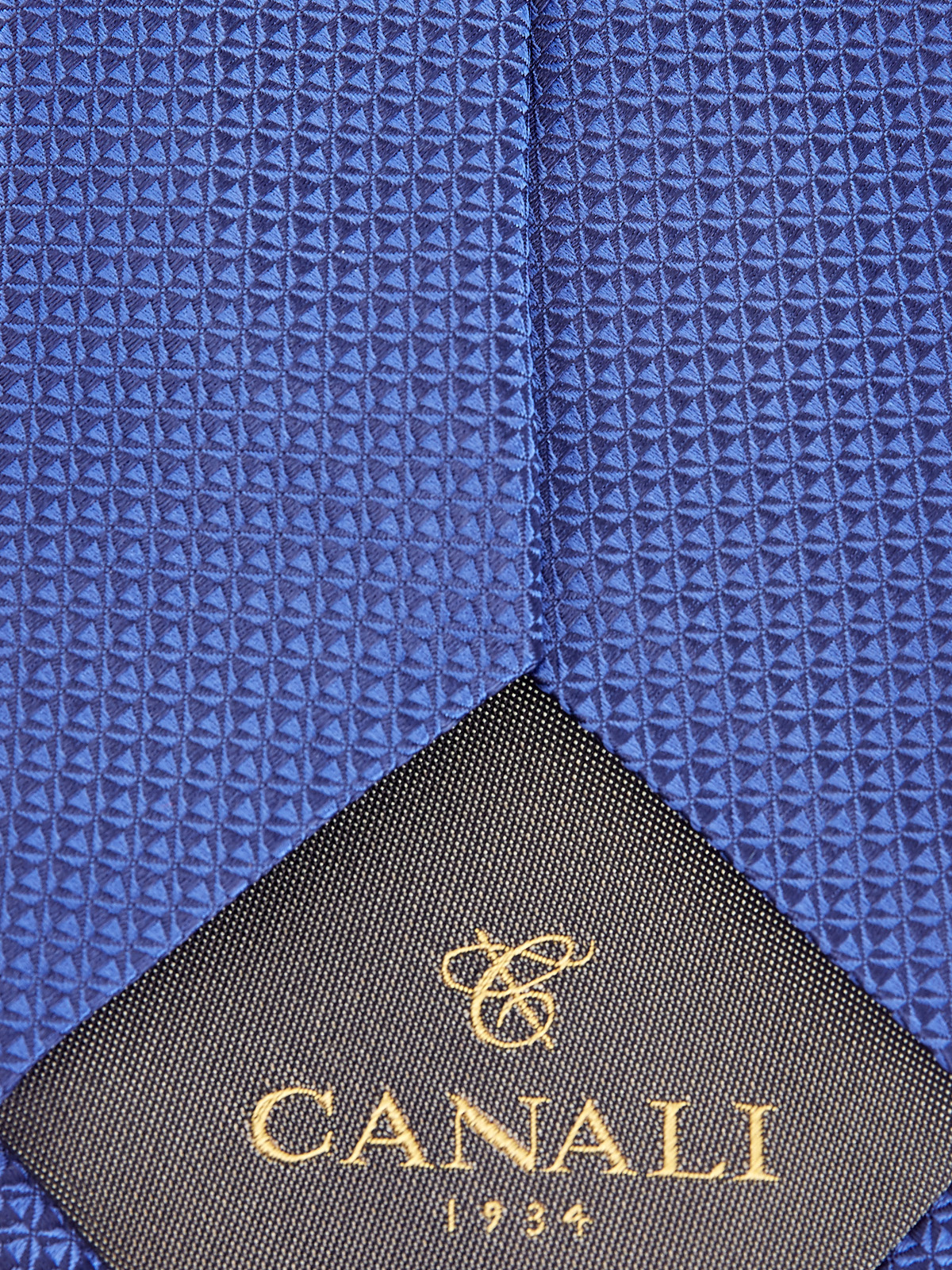 Галстук ручной работы из цельного отреза шелка CANALI, цвет синий, размер M - фото 4