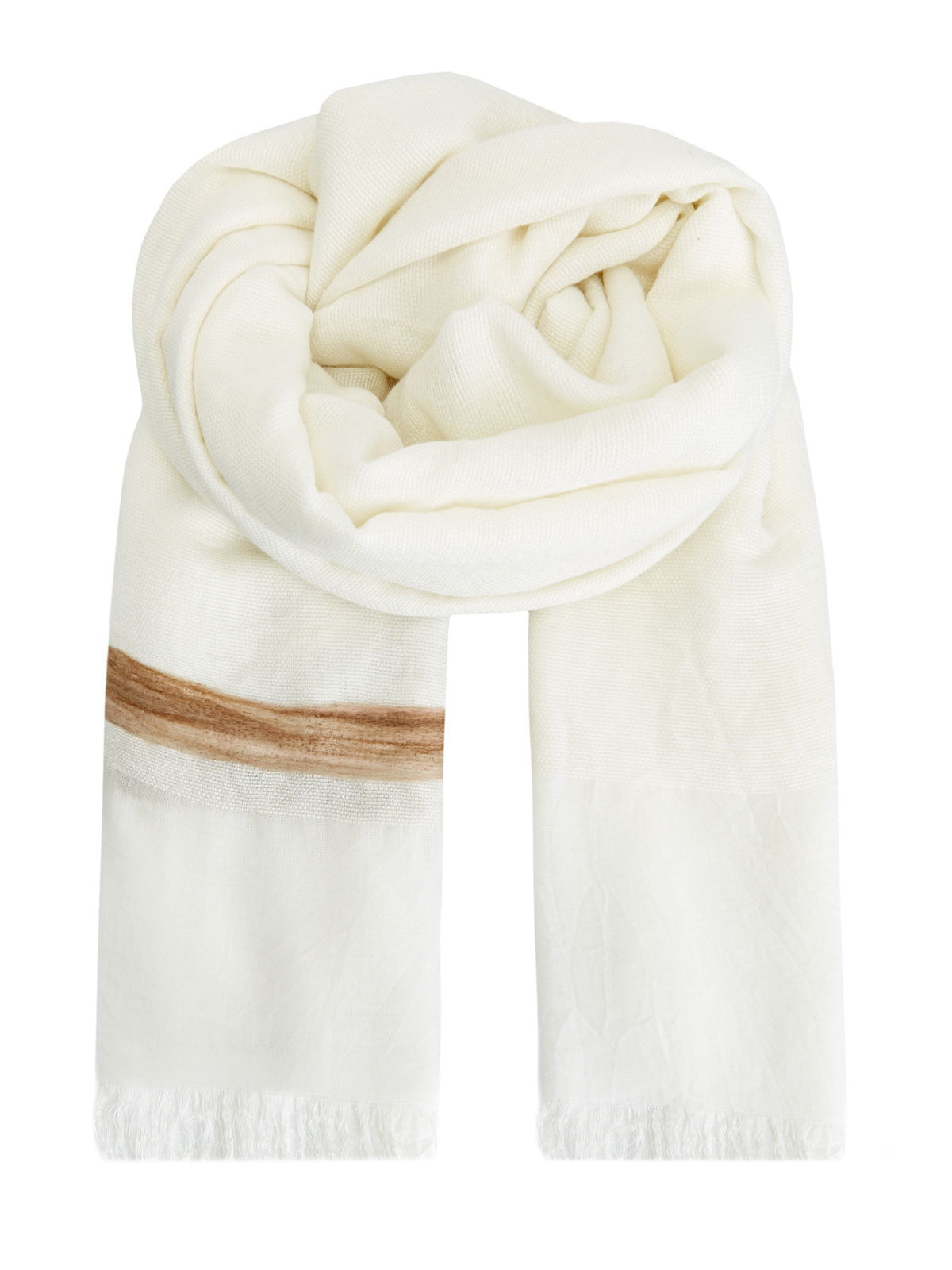 Мягкий шарф из модала с фирменной символикой LORENA ANTONIAZZI, цвет бежевый, размер 40;42 - фото 1