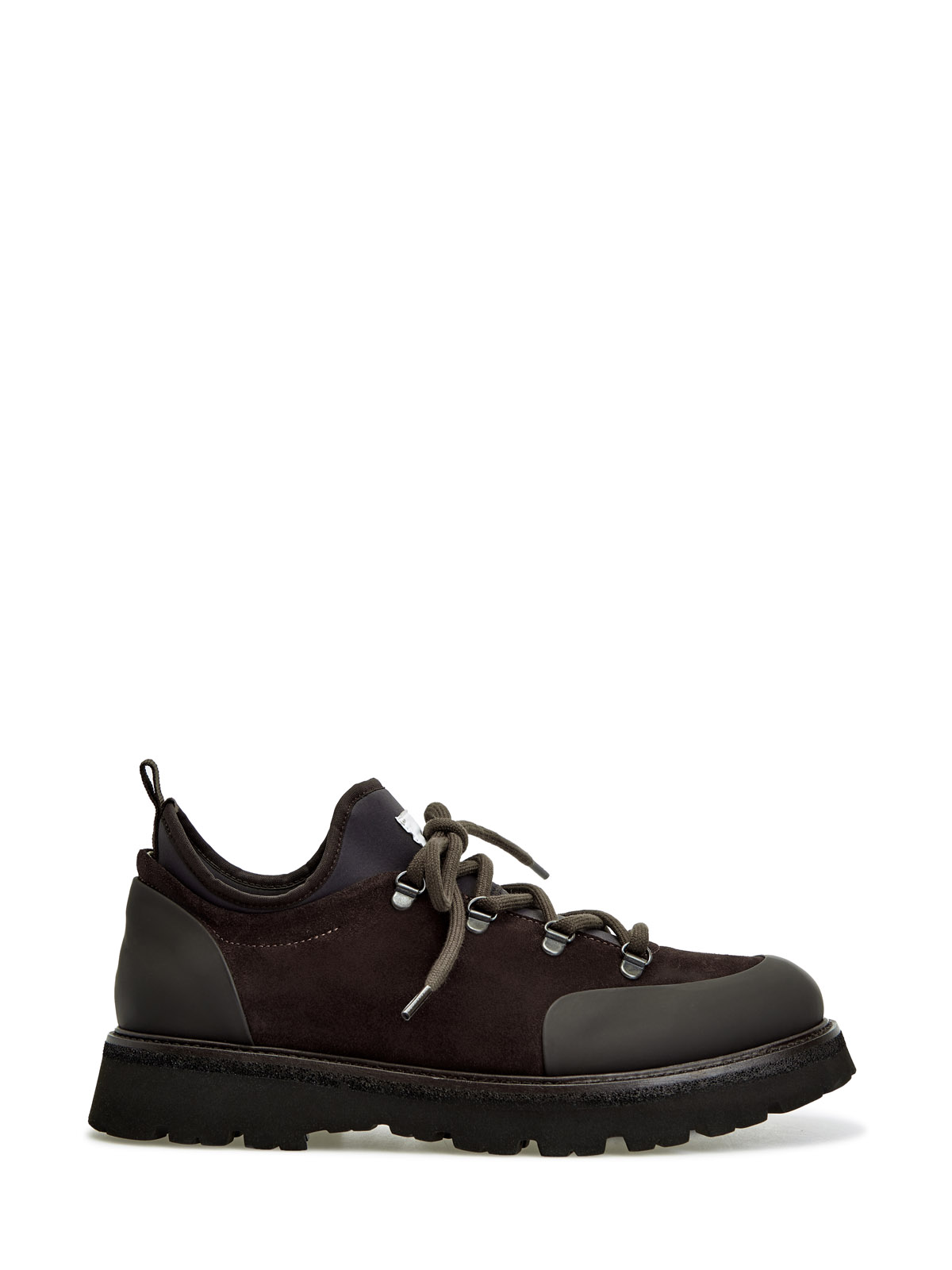 Комбинированные ботинки из замши с треккинговой шнуровкой ELEVENTY, цвет коричневый, размер 41;42;44