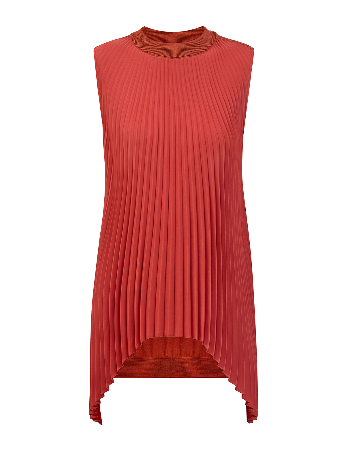 Блуза-плиссе из ацетата и шелка с трикотажным воротом 127840₽