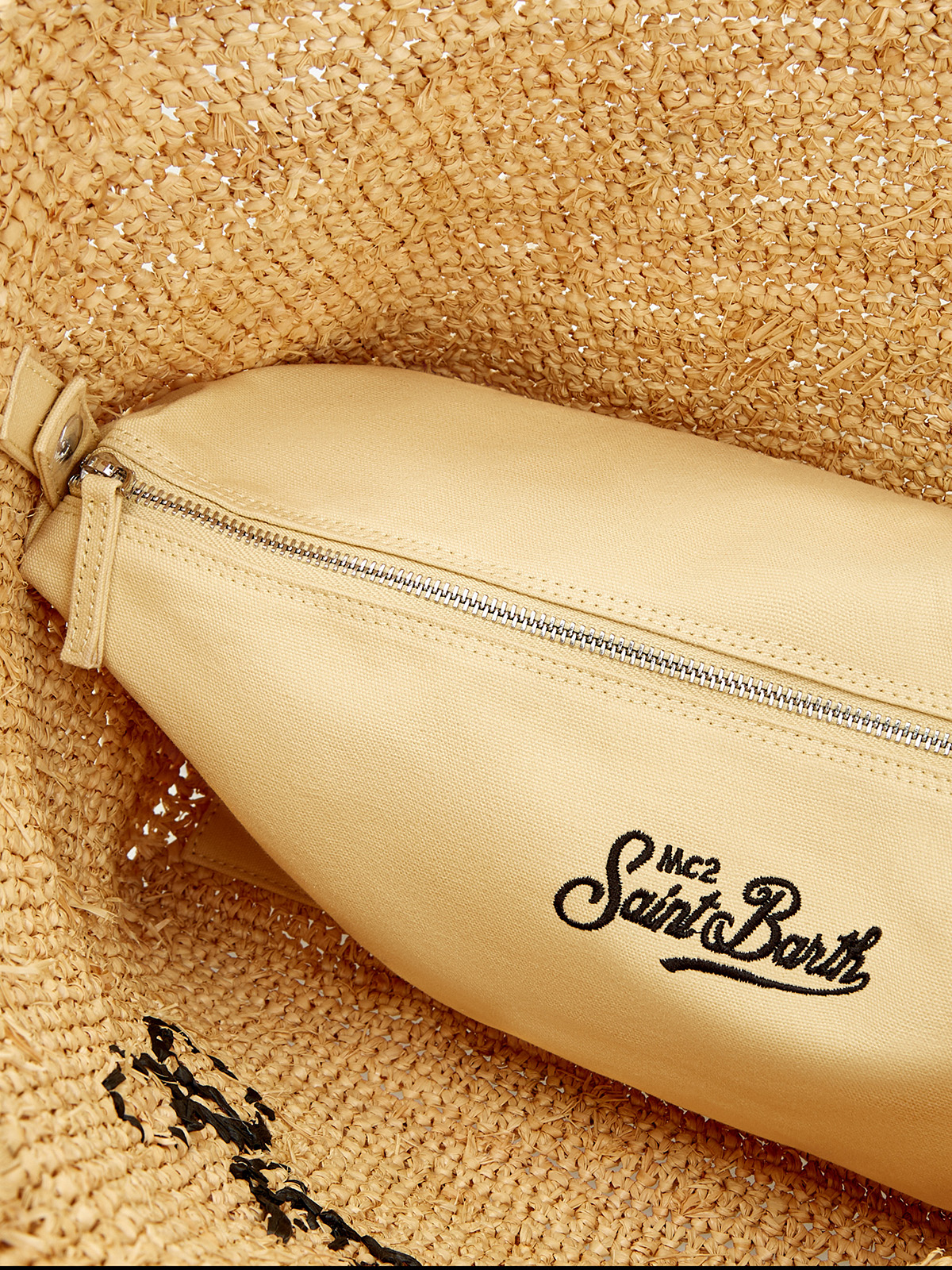 Объемная сумка-шоппер из плетеной рафии с вышивкой MC2 SAINT BARTH, цвет коричневый, размер S;M;L - фото 7