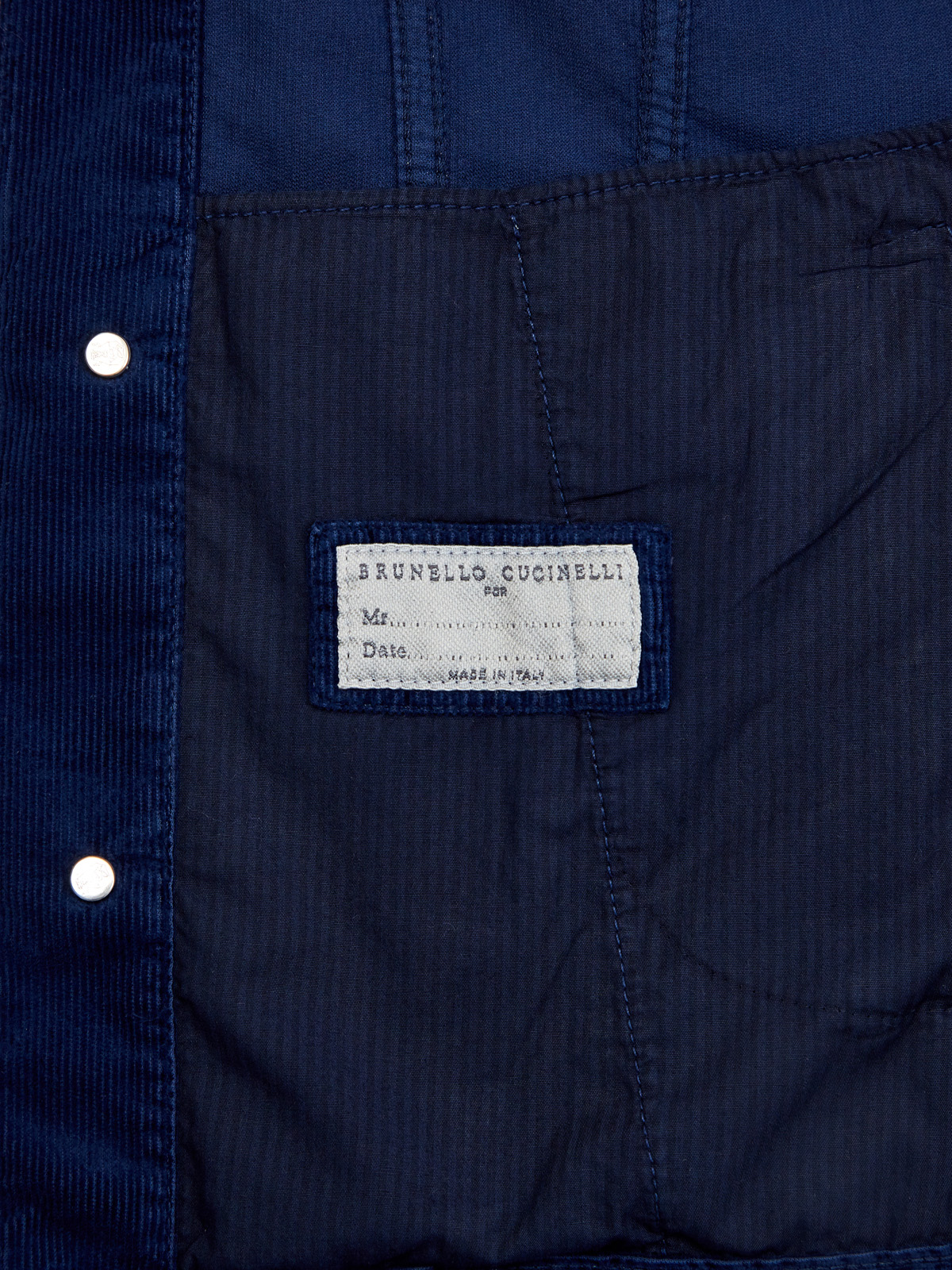 Окрашенная вручную куртка из фактурного хлопкового вельвета BRUNELLO CUCINELLI, цвет синий, размер 56;58;52 - фото 6