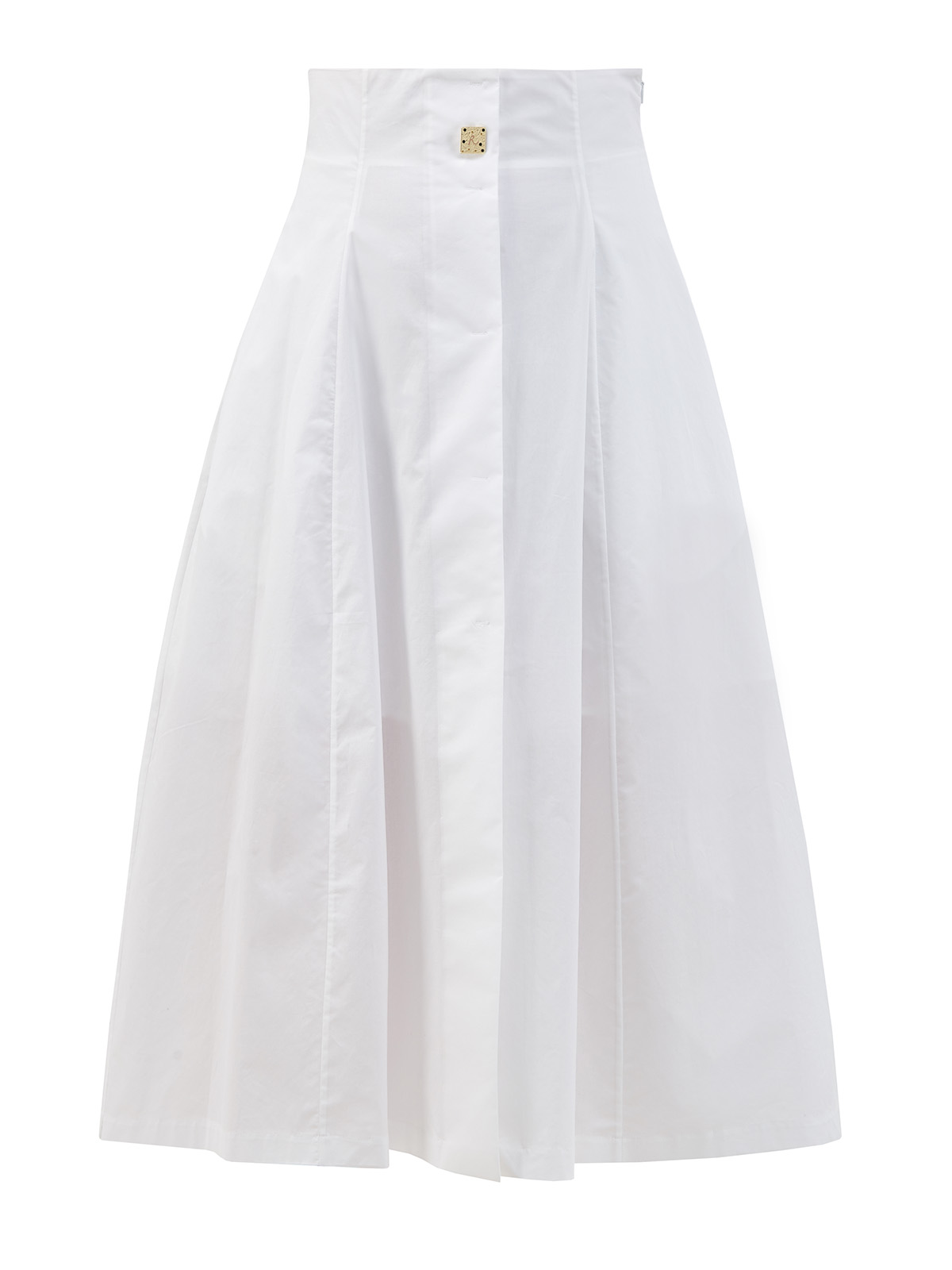 Белая юбка-плиссе с брошью ручной работы ROCHAS белого цвета