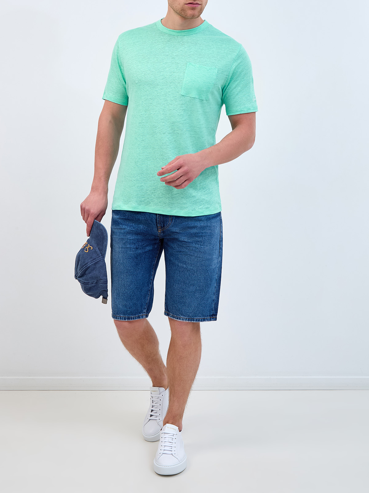 Льняная футболка Ecstasea из меланжевого джерси с карманом MC2 SAINT BARTH, цвет бирюзовый, размер M;L;XL;2XL;3XL;4XL - фото 2