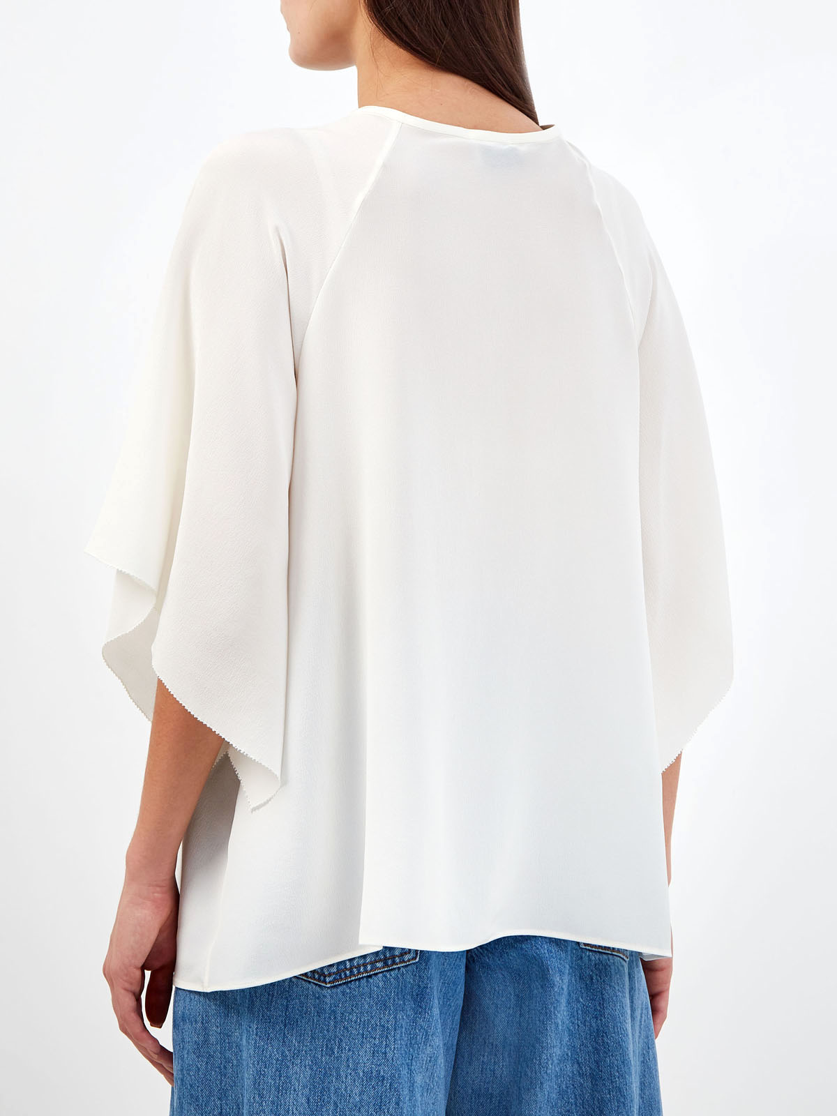 Свободная блуза из струящегося шелка с рукавами ¾ ETRO, цвет белый, размер 44;46;50;42 - фото 4