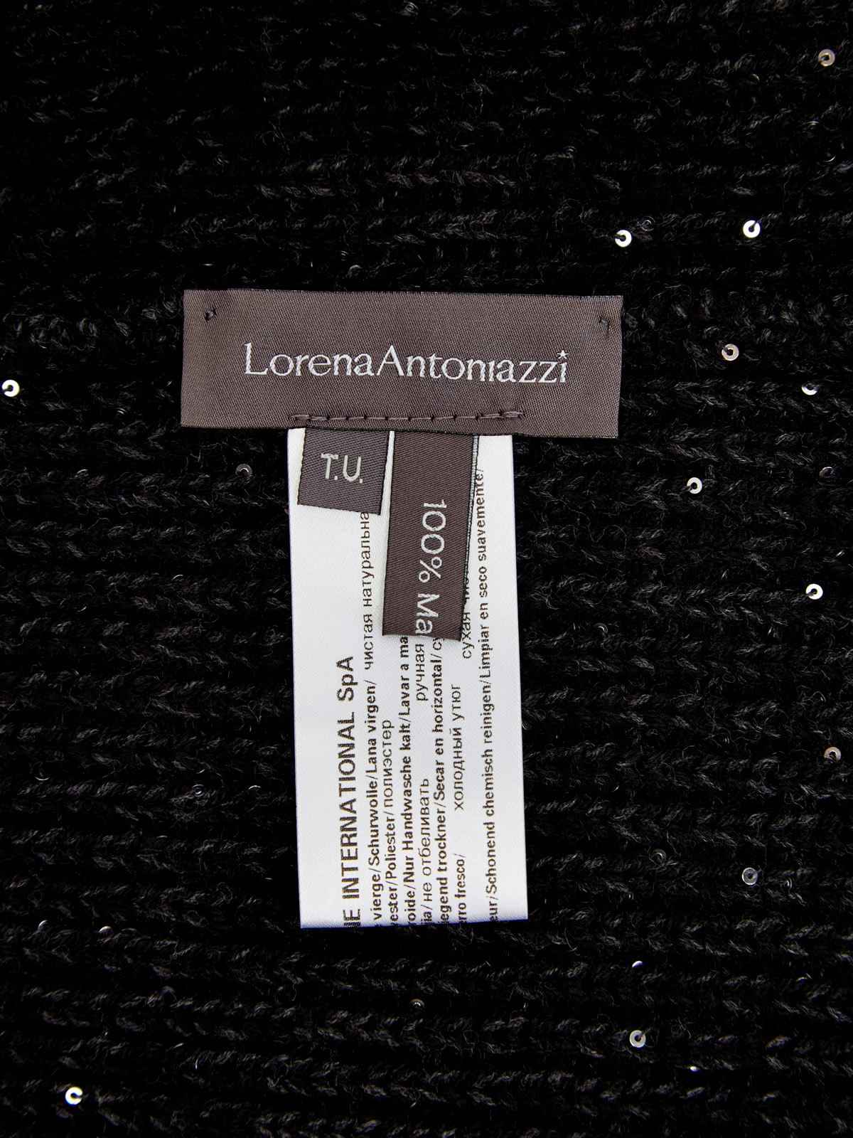 Вязаный капор из шерсти с мерцающими пайетками LORENA ANTONIAZZI, цвет черный, размер 36;37;38;40;41 - фото 4
