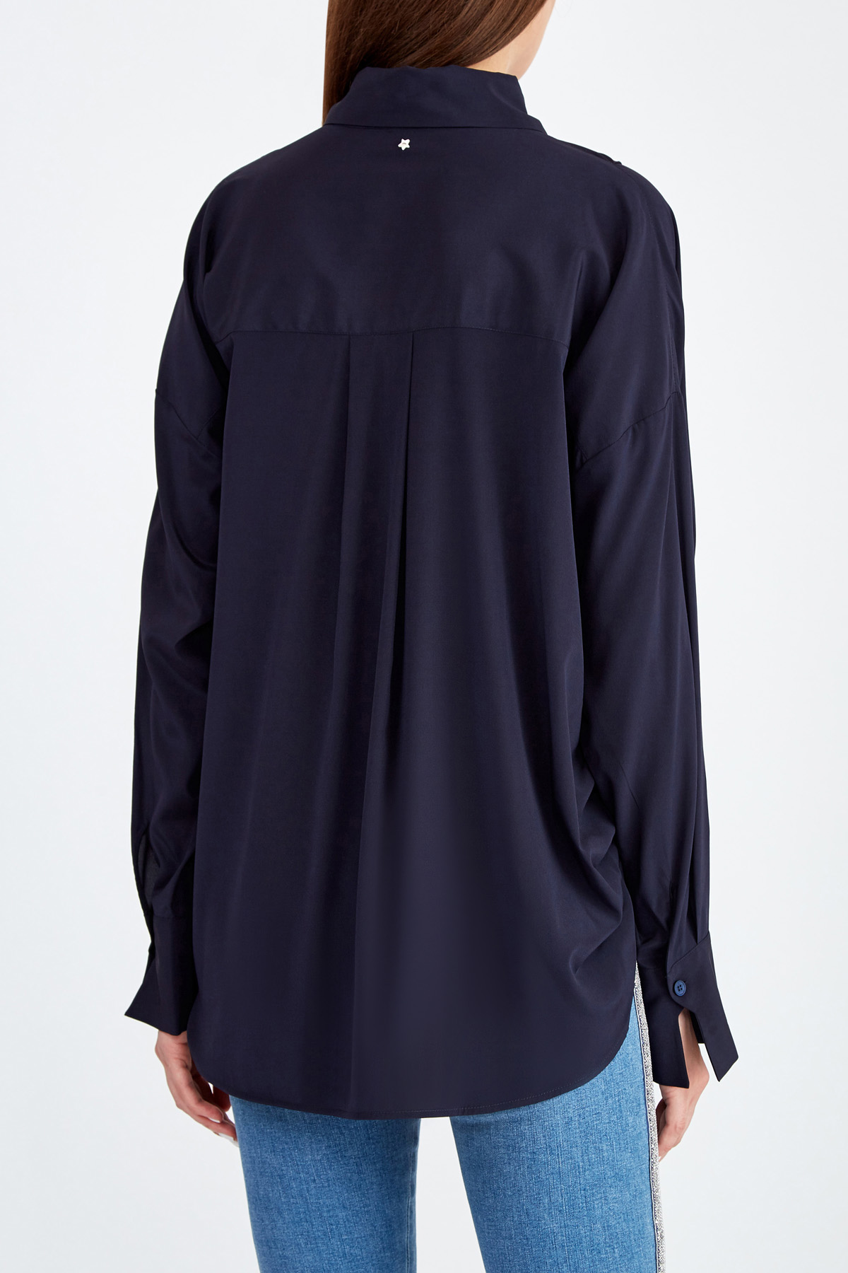 Шелковая блуза oversize LORENA ANTONIAZZI, цвет синий, размер 38;42 - фото 4
