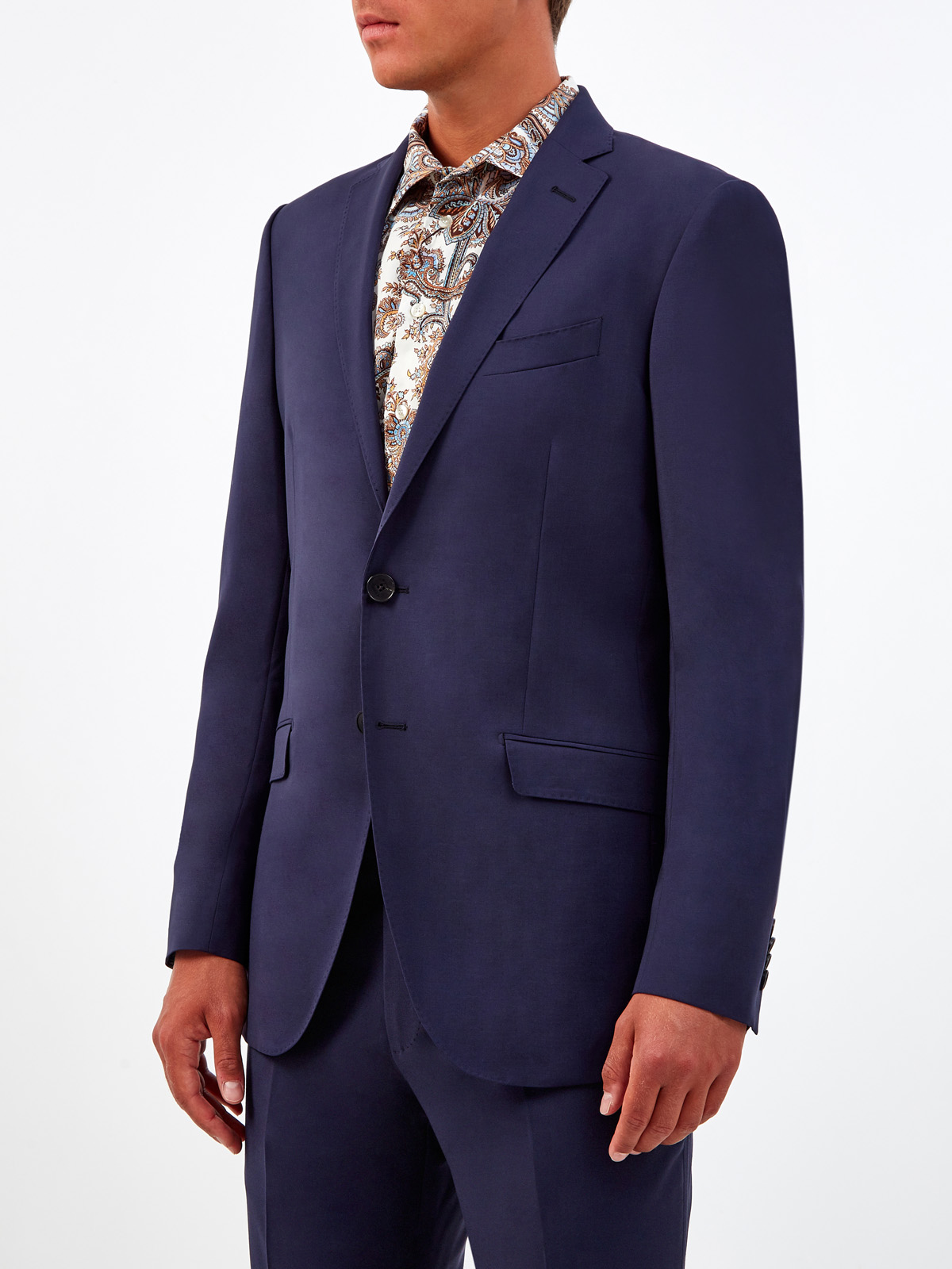 Костюмный пиджак приталенного кроя из гладкой шерсти ETRO, цвет синий, размер 48;50;52;54 - фото 3