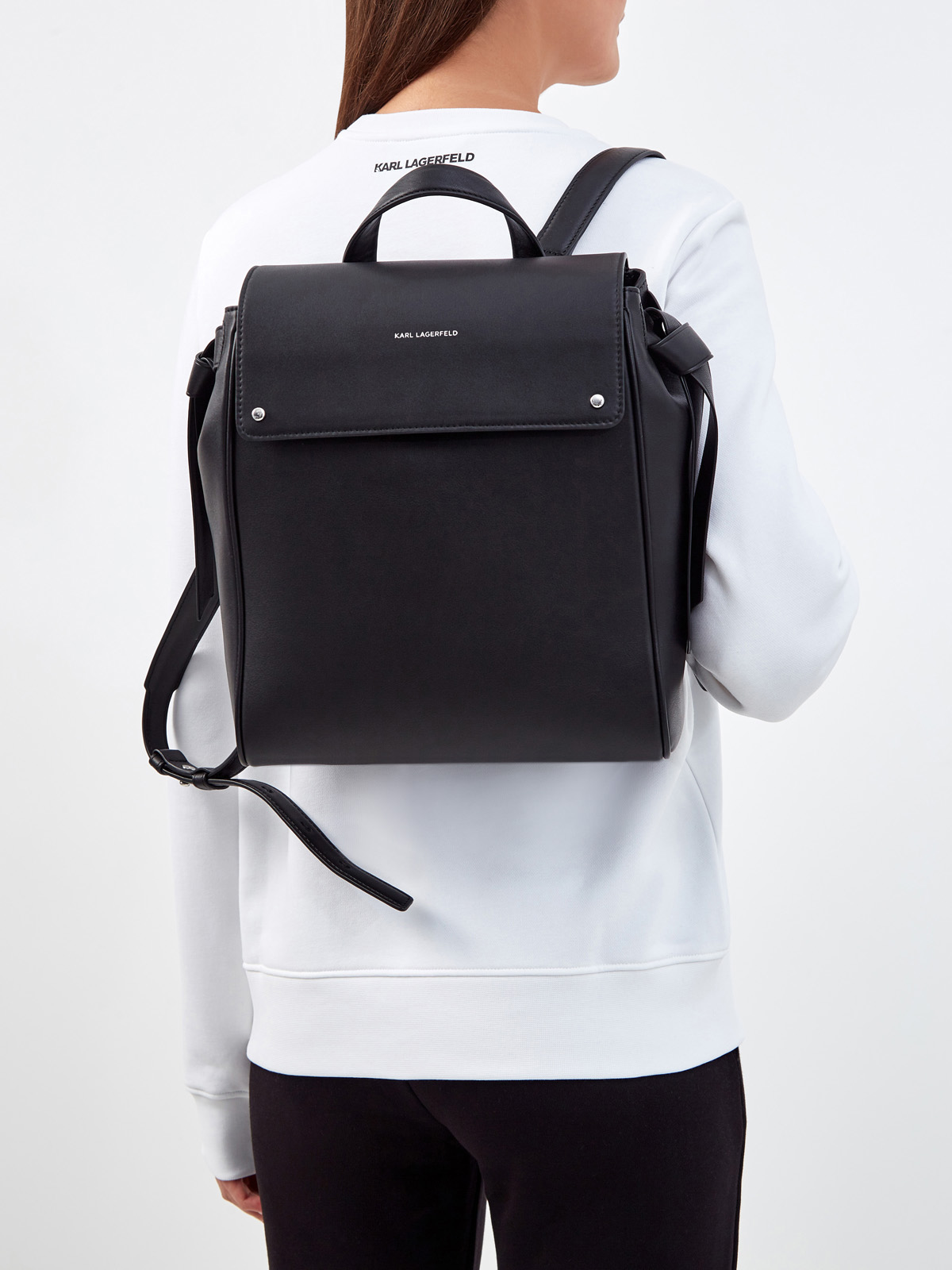 Лаконичный рюкзак K/Ikon из гладкой матовой кожи KARL LAGERFELD, цвет черный, размер 5;6;7 Лаконичный рюкзак K/Ikon из гладкой матовой кожи - фото 2