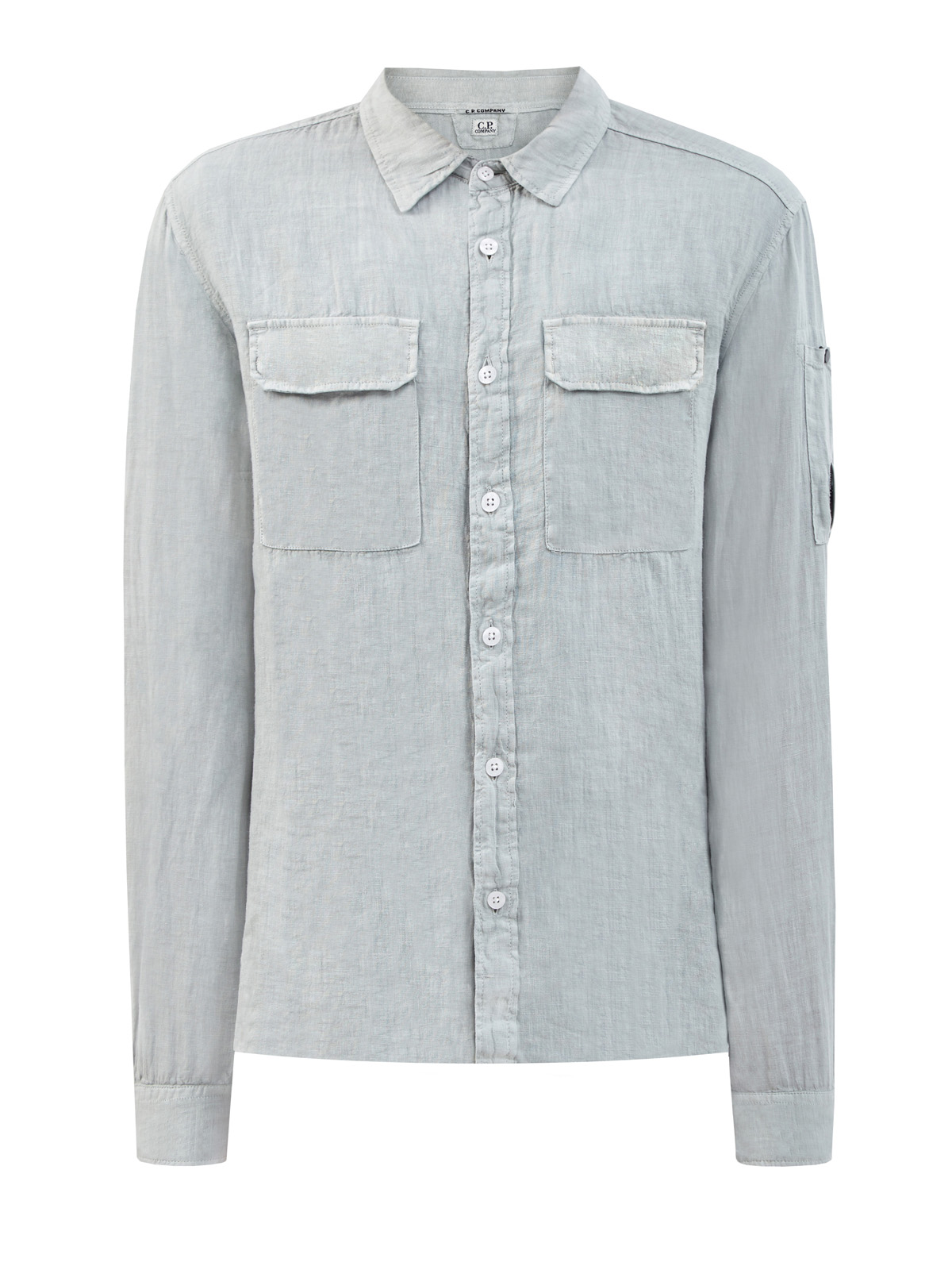 Рубашка из тонкого льна с накладными карманами и линзой C.P. C.P.COMPANY, цвет голубой, размер M;L;XL;2XL