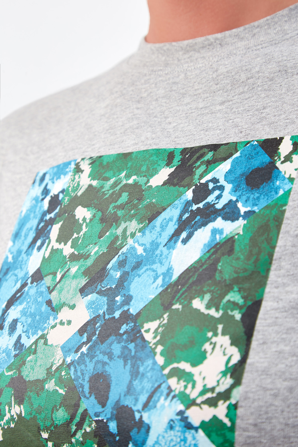 Футболка из хлопкового джерси с принтом в акварельной технике