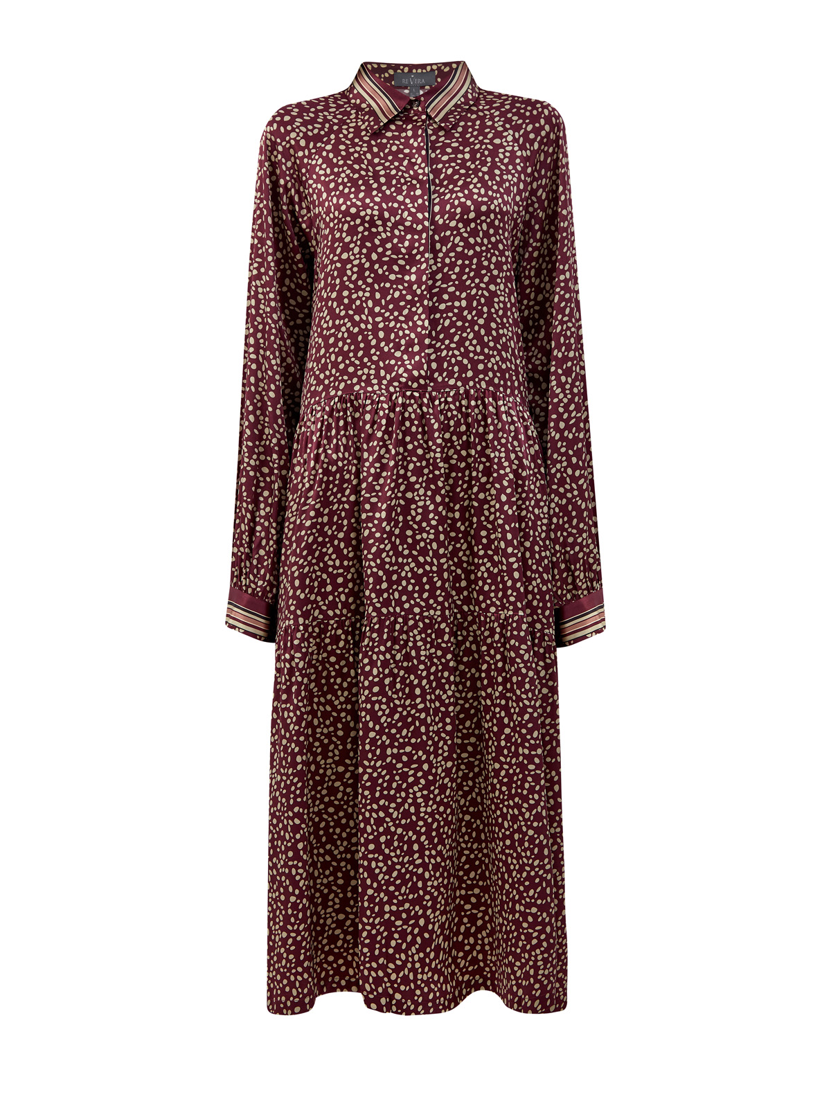 Шелковое платье-миди с принтом и застежкой на пуговицы RE VERA, цвет бордовый, размер L;XL;2XL