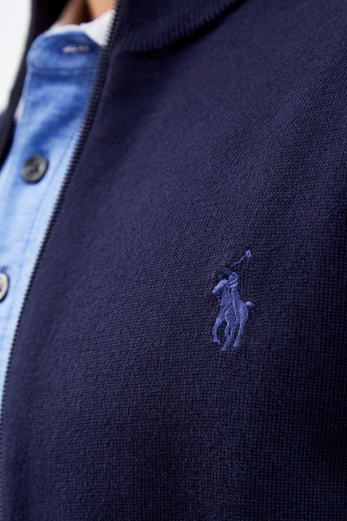 Кардиган из хлопковой пряжи с вышитым логотипом POLO RALPH LAUREN, цвет синий, размер M;2XL - фото 5