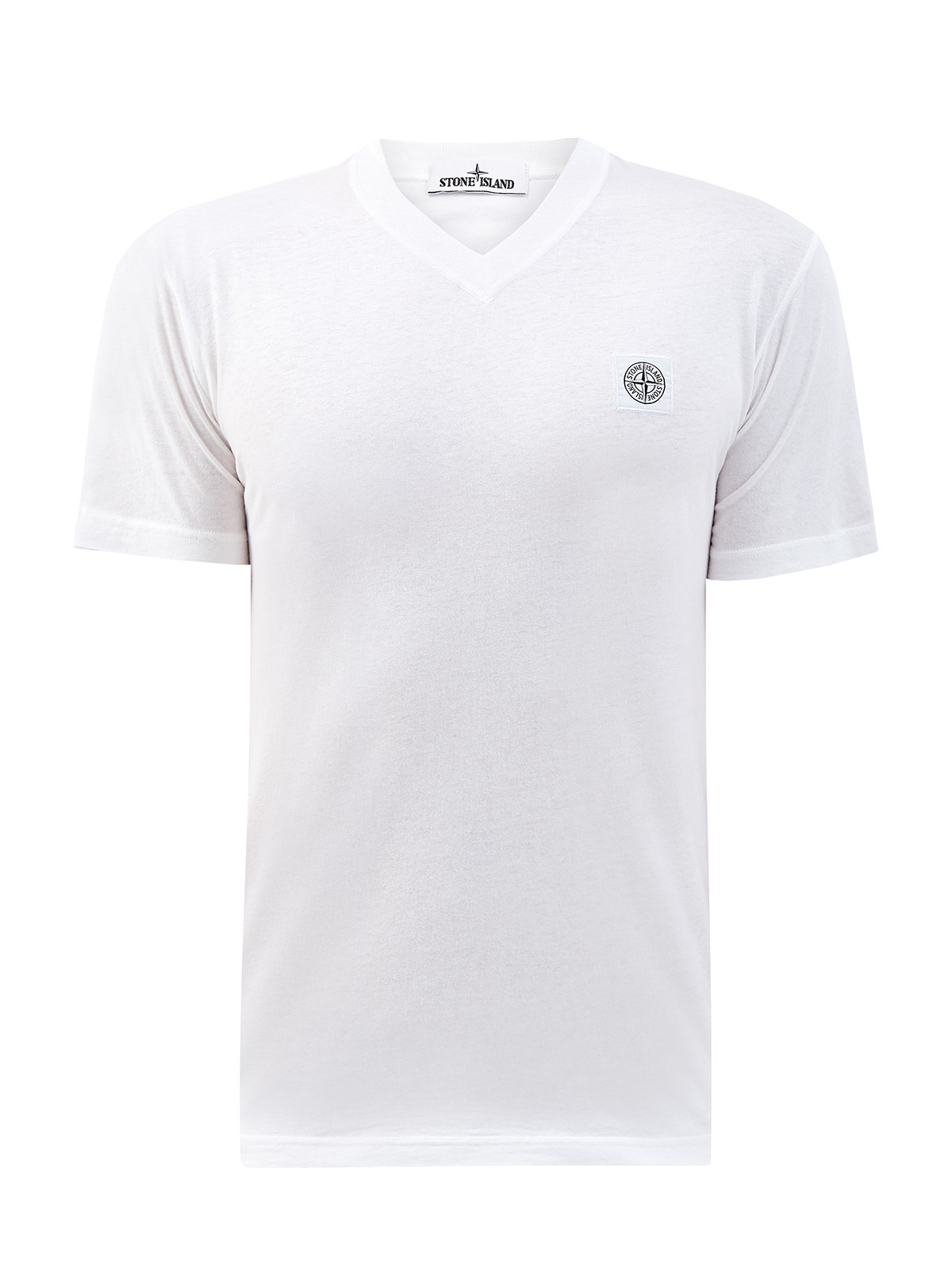 Белая футболка из хлопка с V-образным вырезом STONE ISLAND, цвет белый, размер S;M;L;XL;2XL;3XL - фото 1