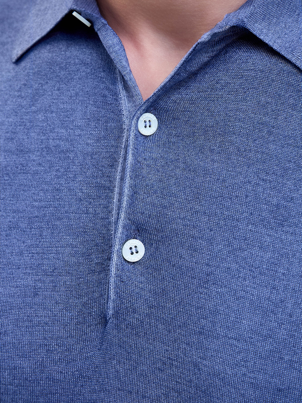 Джемпер из окрашенной вручную шерсти и шелка с воротом-поло CANALI, цвет синий, размер 50;52;54;56 - фото 5