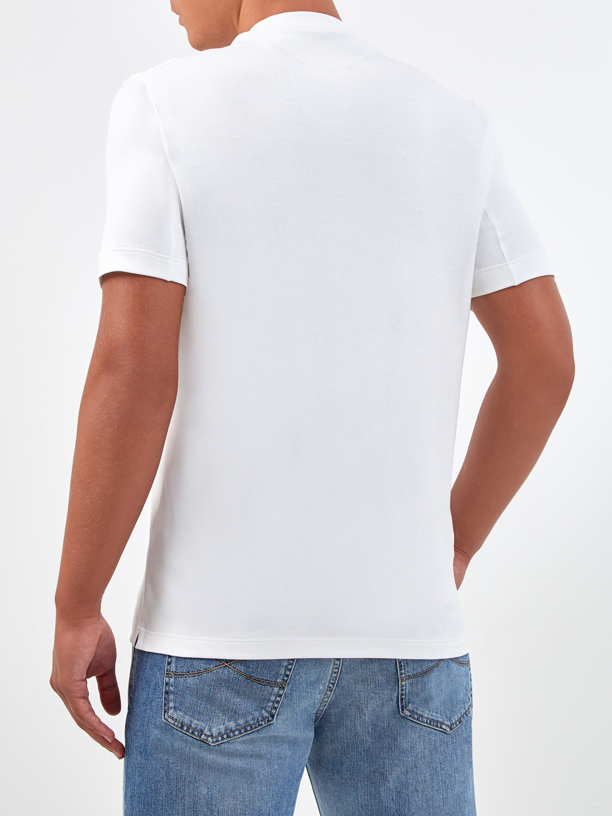 Белая футболка в стиле минимализм из гладкого джерси BRUNELLO CUCINELLI, цвет белый, размер 46;52;54;48 - фото 4