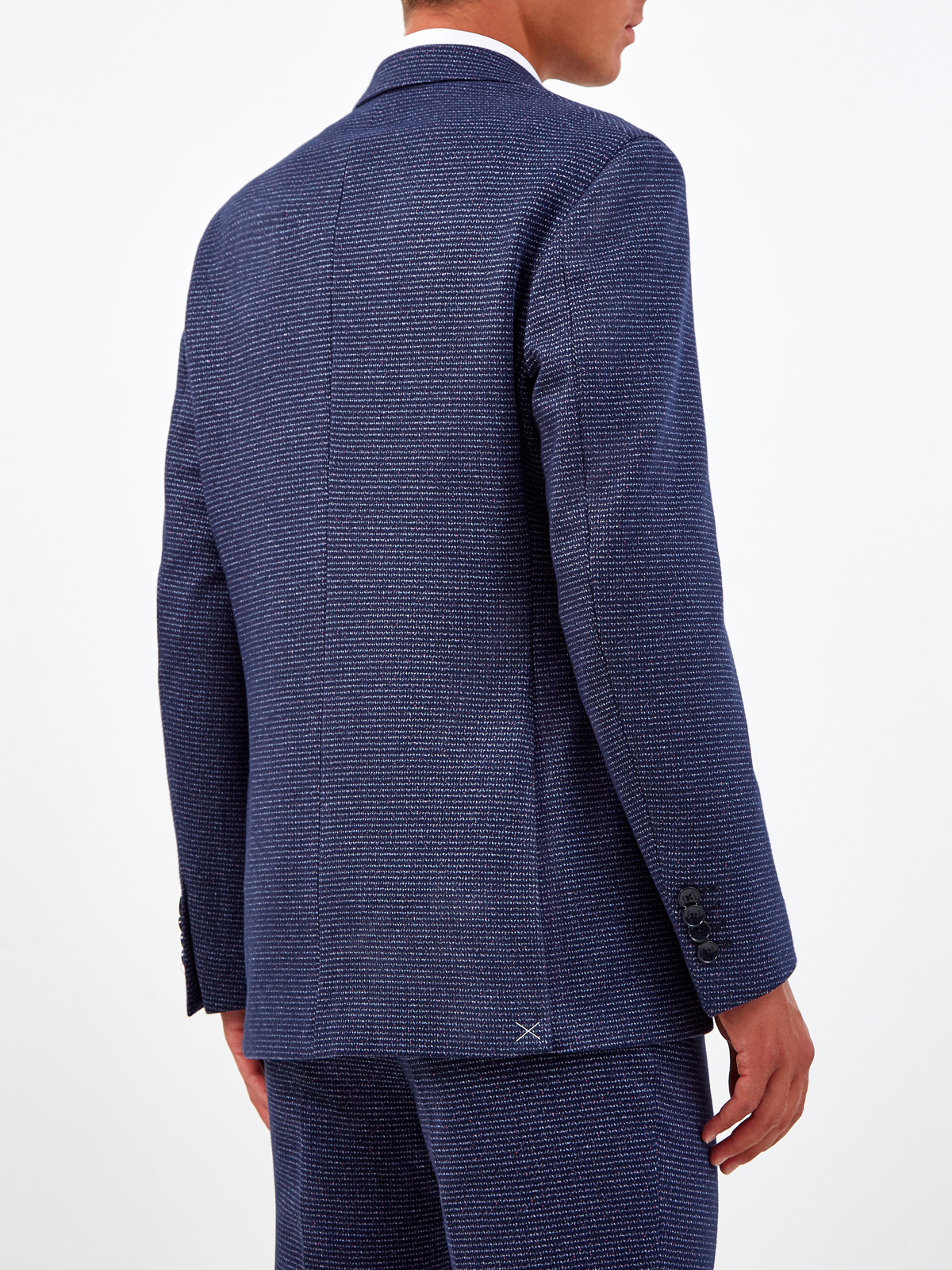 Костюмный пиджак ручной работы с микро-узором ETRO, цвет синий, размер 50;52;54 - фото 4
