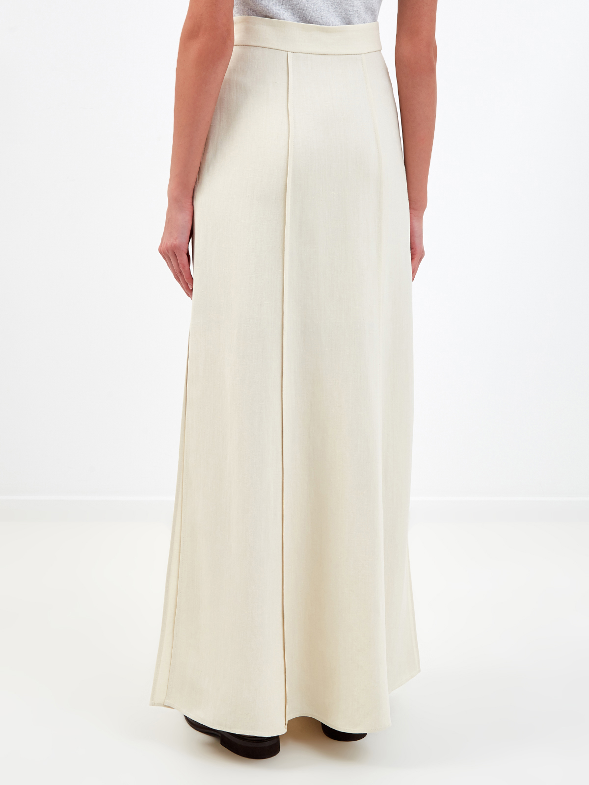 Однотонная юбка Long Minimal из легкого твила Fluid BRUNELLO CUCINELLI, цвет бежевый, размер 38;42;44;40 - фото 4