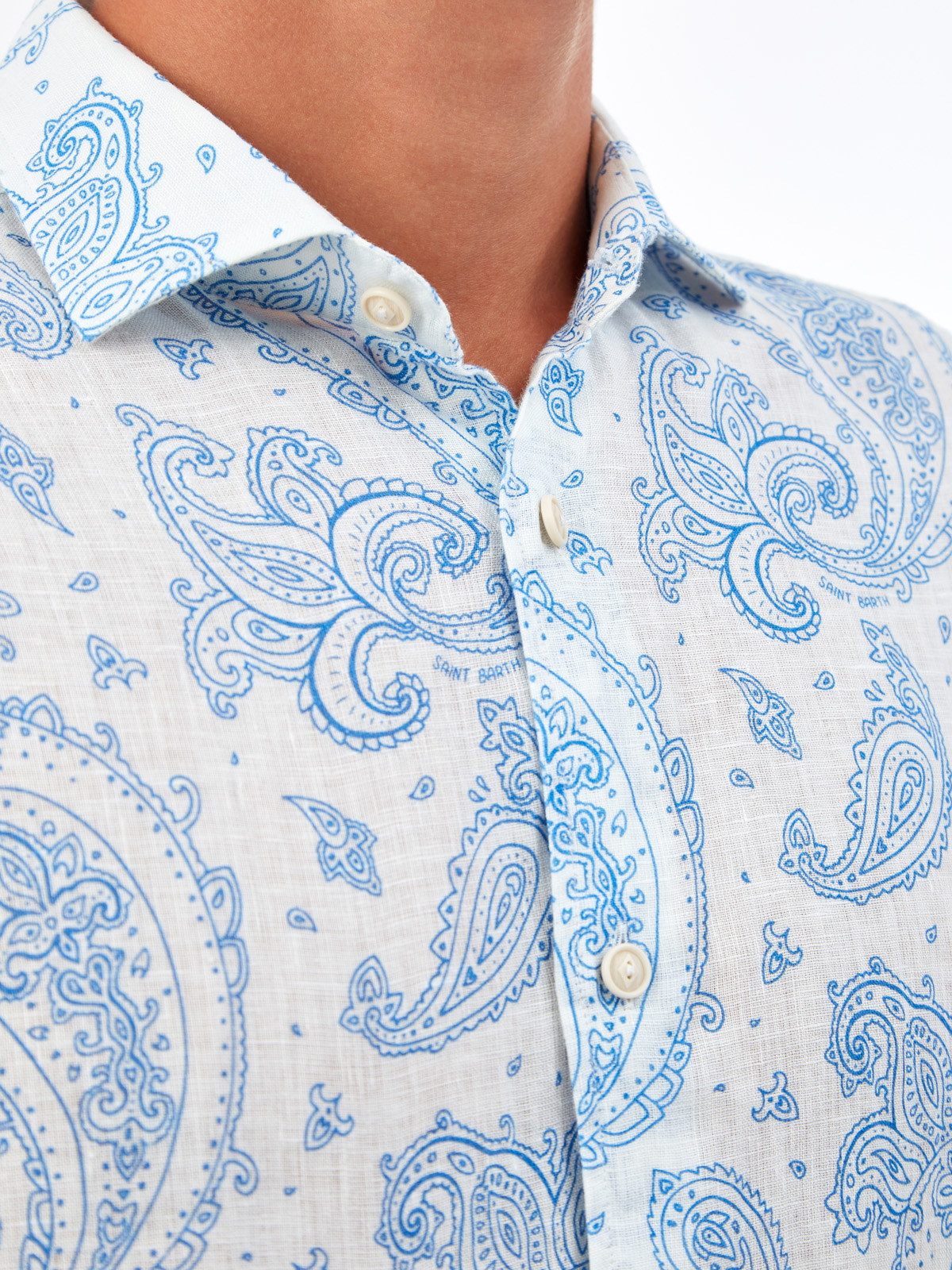Льняная рубашка Pamplona с принтом пейсли MC2 SAINT BARTH, цвет голубой, размер 46;48;50;56;58 - фото 5