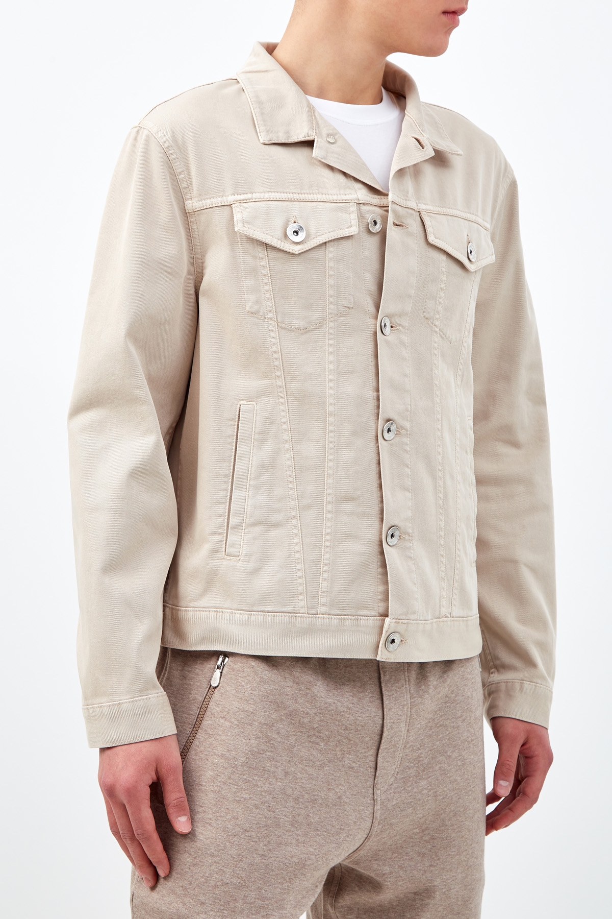 Куртка из денима с матовой фурнитурой BRUNELLO CUCINELLI, цвет бежевый, размер 54 - фото 3