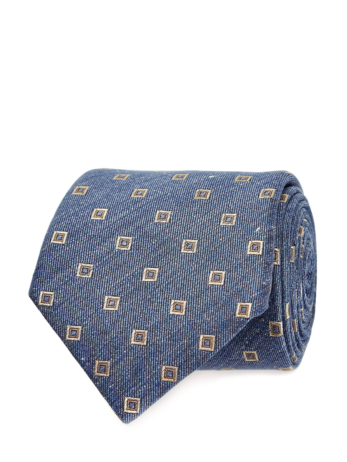 Шелковый галстук с вышитым жаккардовым узором CANALI, цвет голубой, размер 36.5;37;37.5;38;38.5;39.5;39