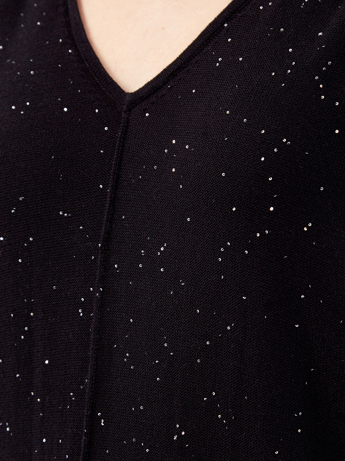Платье-миди из тонкой хлопковой пряжи с мерцающими пайетками RE VERA, цвет черный, размер S - фото 5