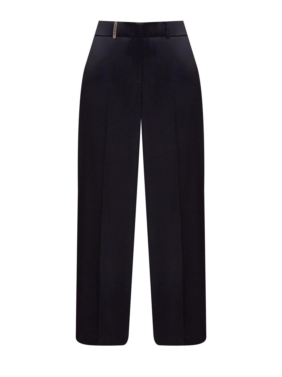 Широкие брюки из гладкой вискозы и шерсти с кожаной шлевкой 63840₽