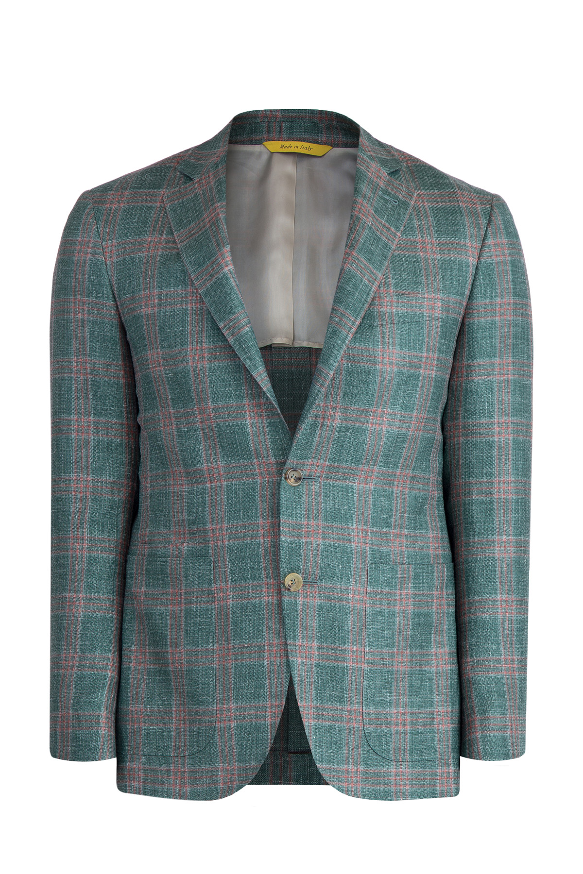 Пиджак в стиле casual из шерсти и льна CANALI, цвет зеленый, размер 48;50;52
