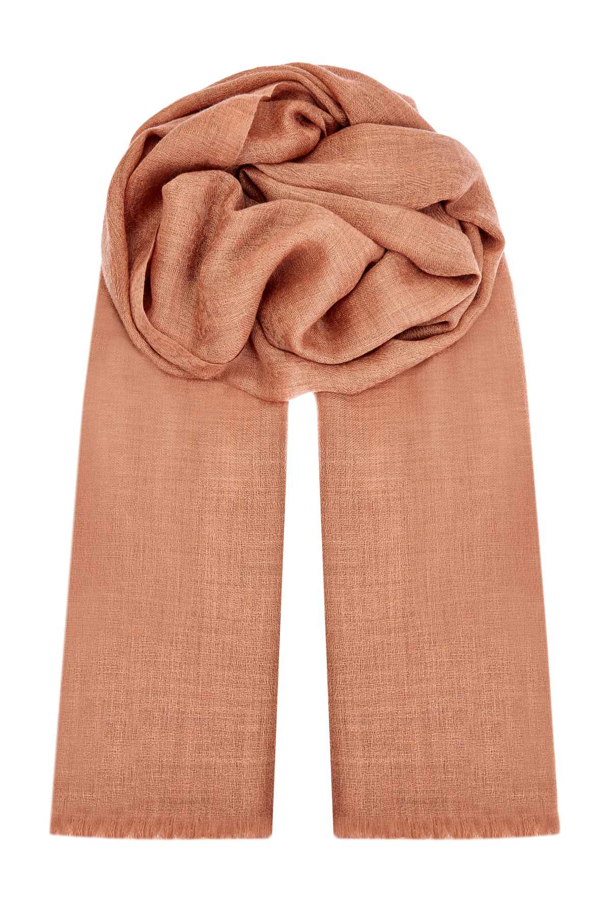 Однотонный шарф из кашемировой пряжи с бахромой ETRO, цвет оранжевый, размер 48;50;52;54;56 - фото 1