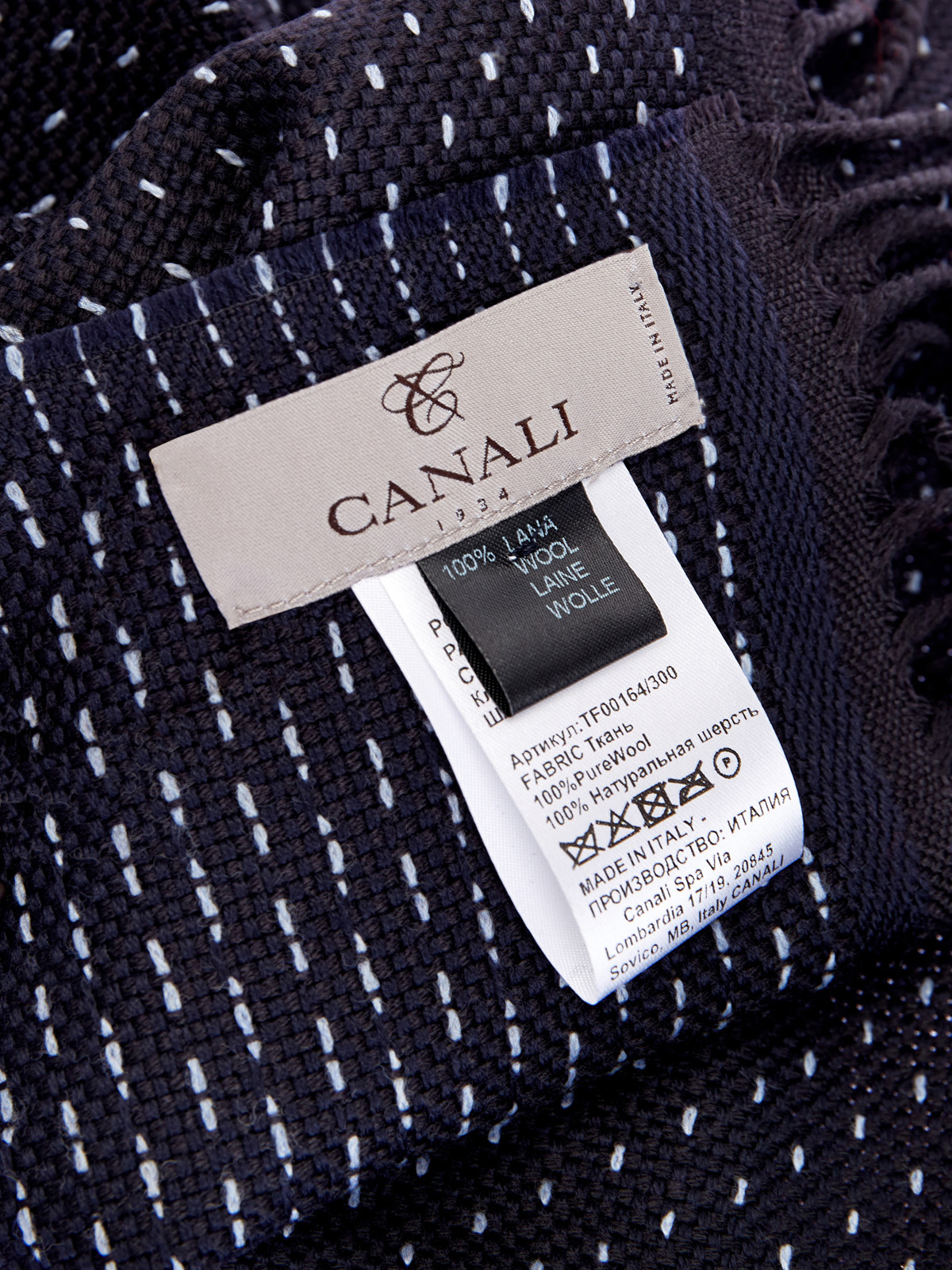 Шерстяной шарф с контрастным принтом all-over CANALI, цвет черный, размер 48;50;52;54;56;58 - фото 4