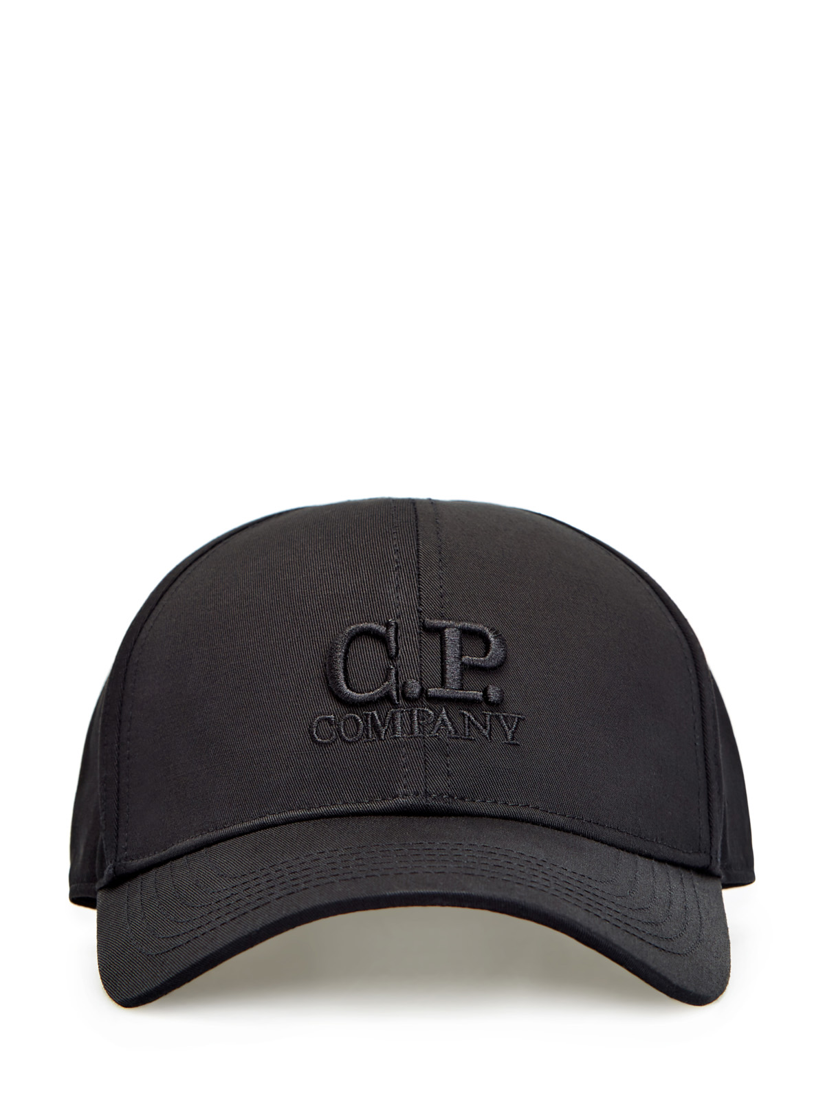 Однотонная бейсболка из габардина с вышитой символикой C.P.COMPANY, цвет черный, размер 45;45.5 - фото 2