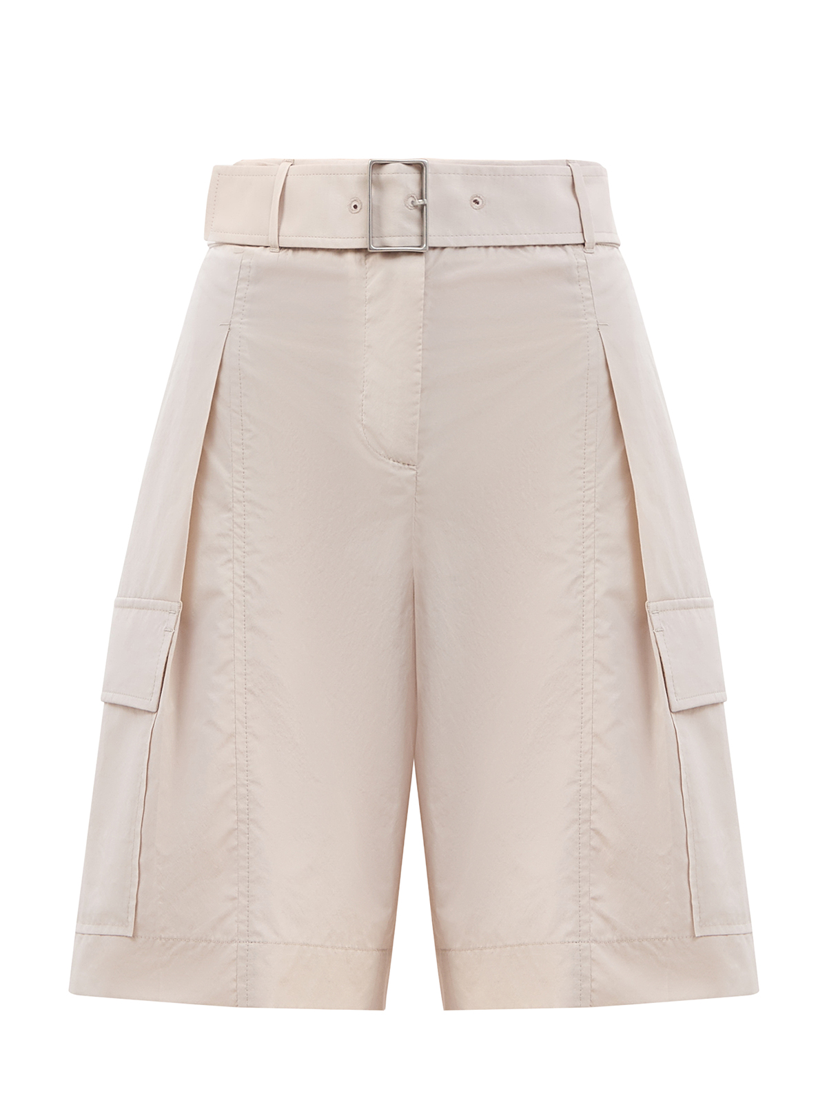 Свободные шорты с накладными карманами и регулируемым поясом PESERICO, цвет бежевый, размер 38;40;44;46 - фото 1