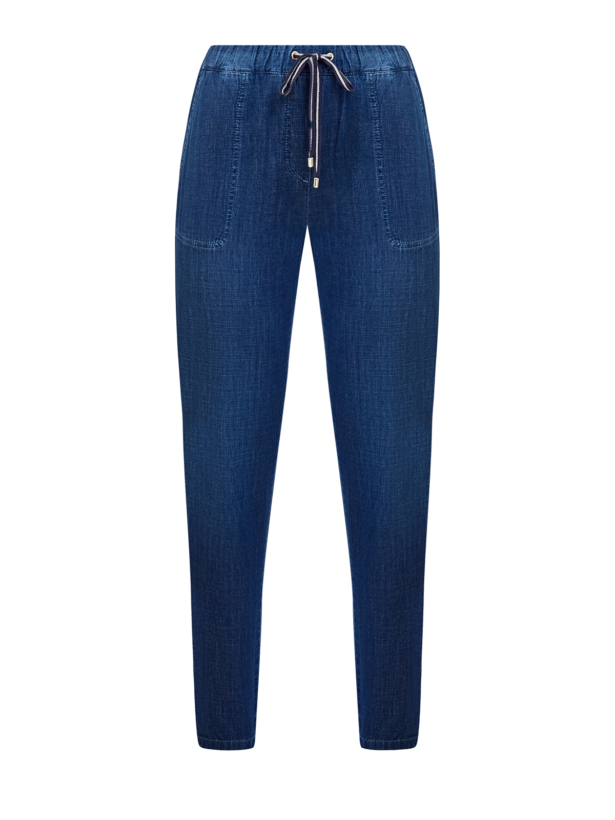 Легкие джинсы из окрашенного вручную денима с поясом на кулиске LORENA ANTONIAZZI, цвет синий, размер 40;42;44;48;50;52