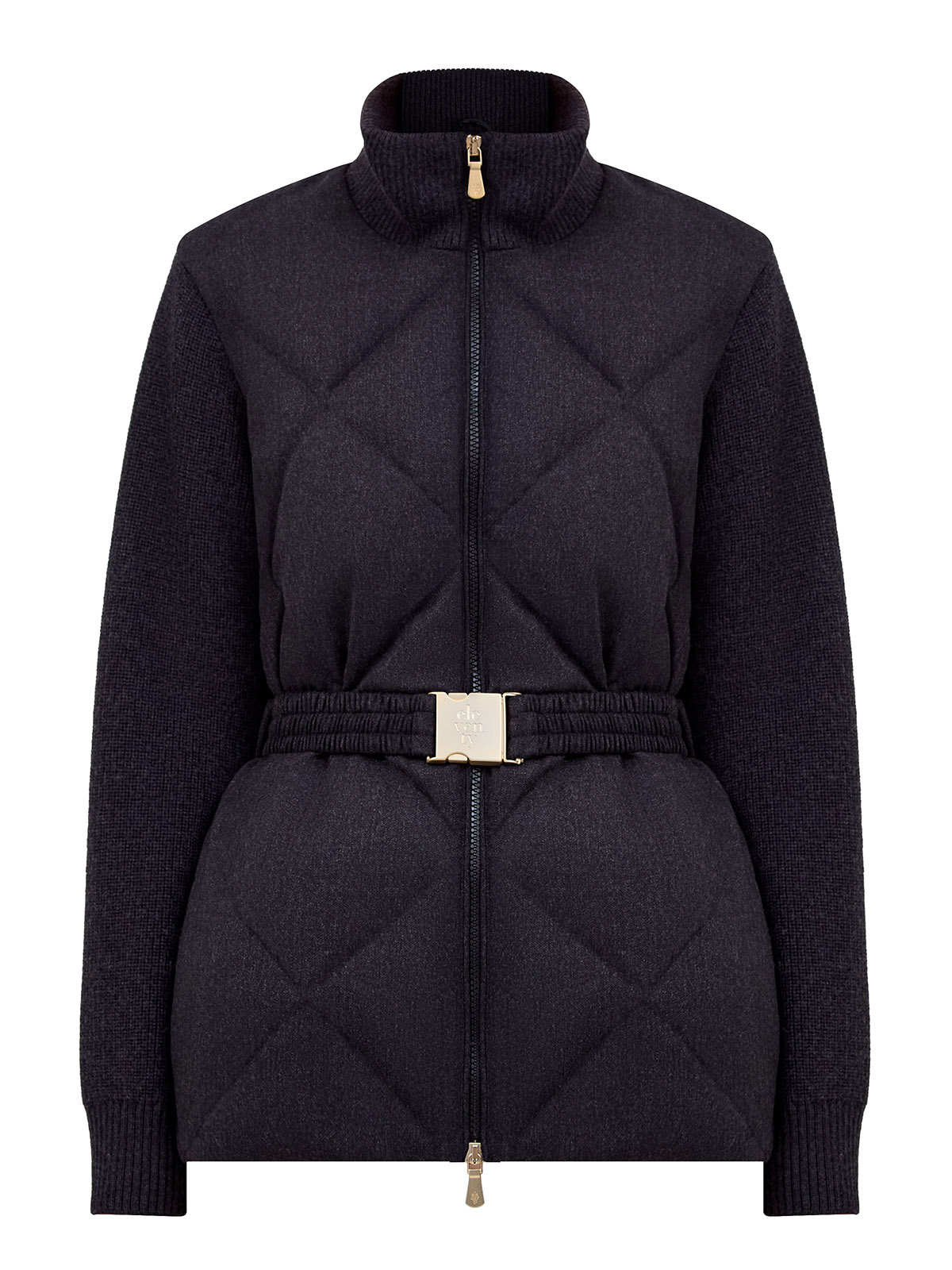 Комбинированная куртка из шерсти с эластичным поясом 152820₽