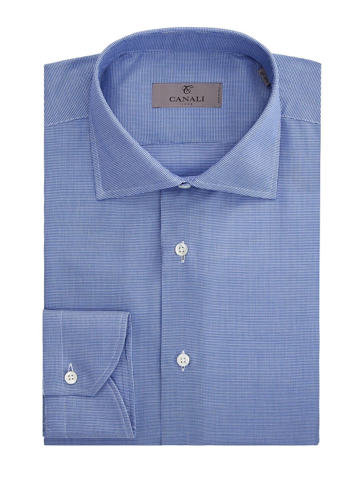 Рубашка из гладкого хлопка с микро-принтом CANALI, цвет синий, размер 50;52;52;54;56;58 - фото 1