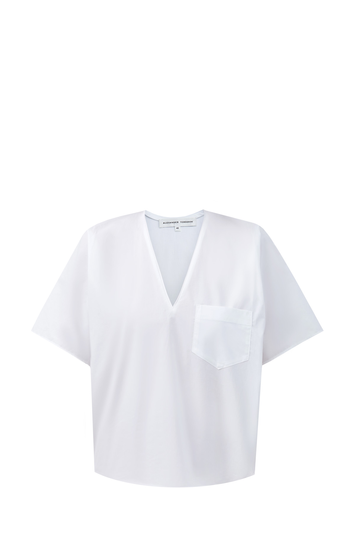 Блуза из хлопка с цельнокроеными рукавами ALEXANDER TEREKHOV белого цвета