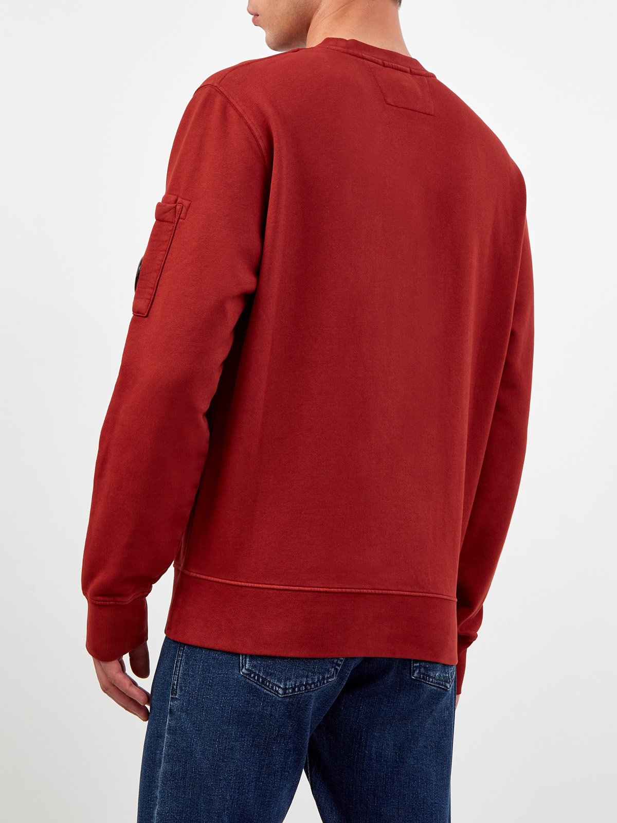 Хлопковый свитшот с накладным карманом и линзой на рукаве C.P.COMPANY, цвет красный, размер M;XL;2XL - фото 4