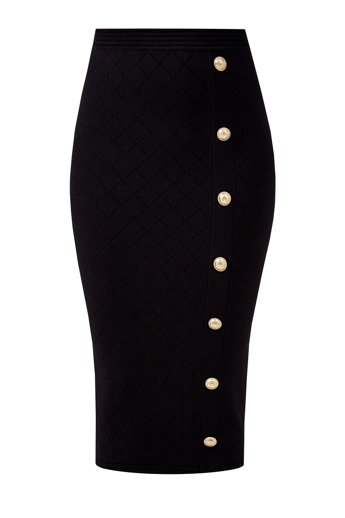 Бандажная юбка-миди из пряжи Stretch с перфорацией BALMAIN, цвет черный, размер 36;38 - фото 1