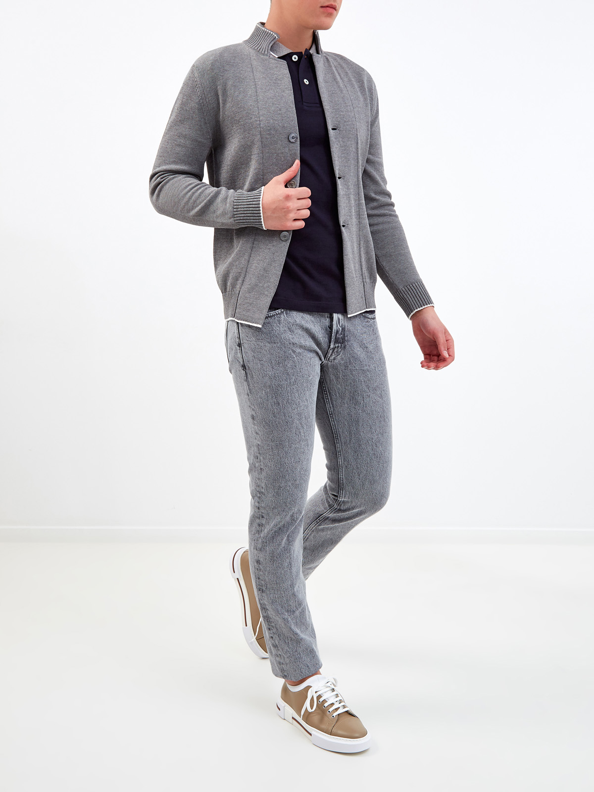 Окрашенные вручную джинсы-slim с литой фурнитурой ELEVENTY, цвет серый, размер 44;46;50;48;52 - фото 2