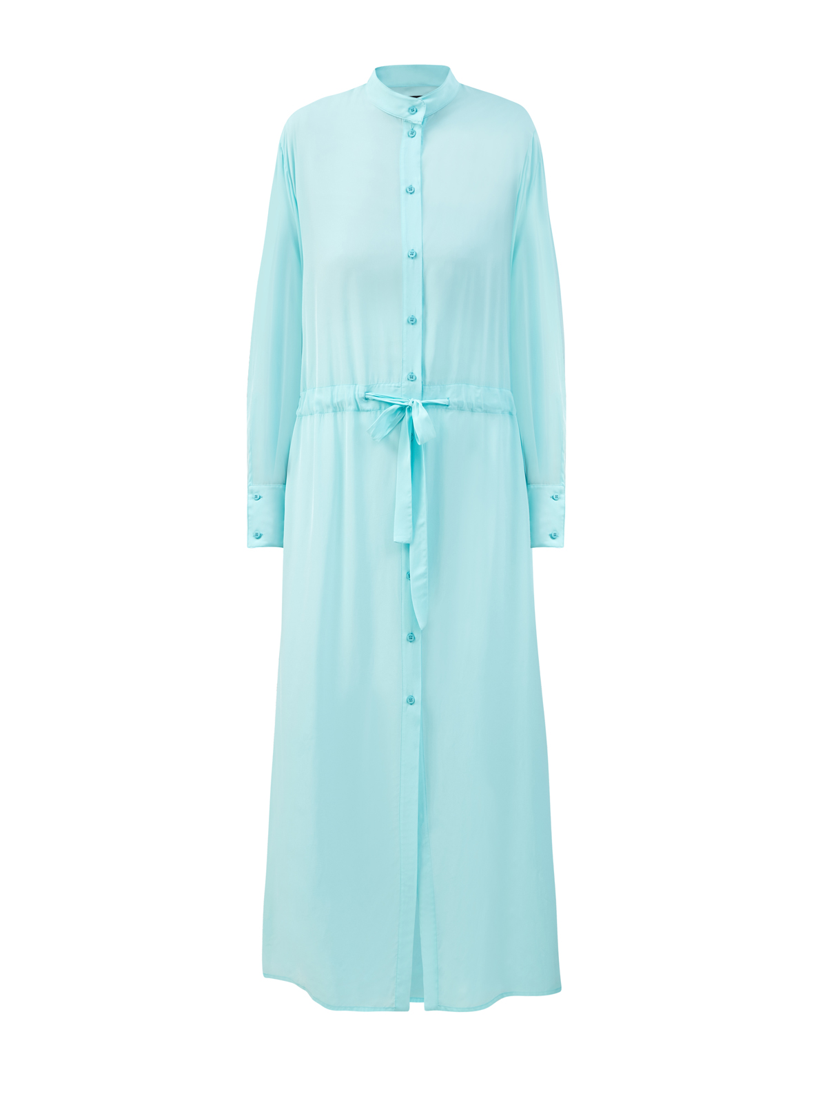Легкое платье-рубашка с поясом и разрезами FISICO, цвет голубой, размер L