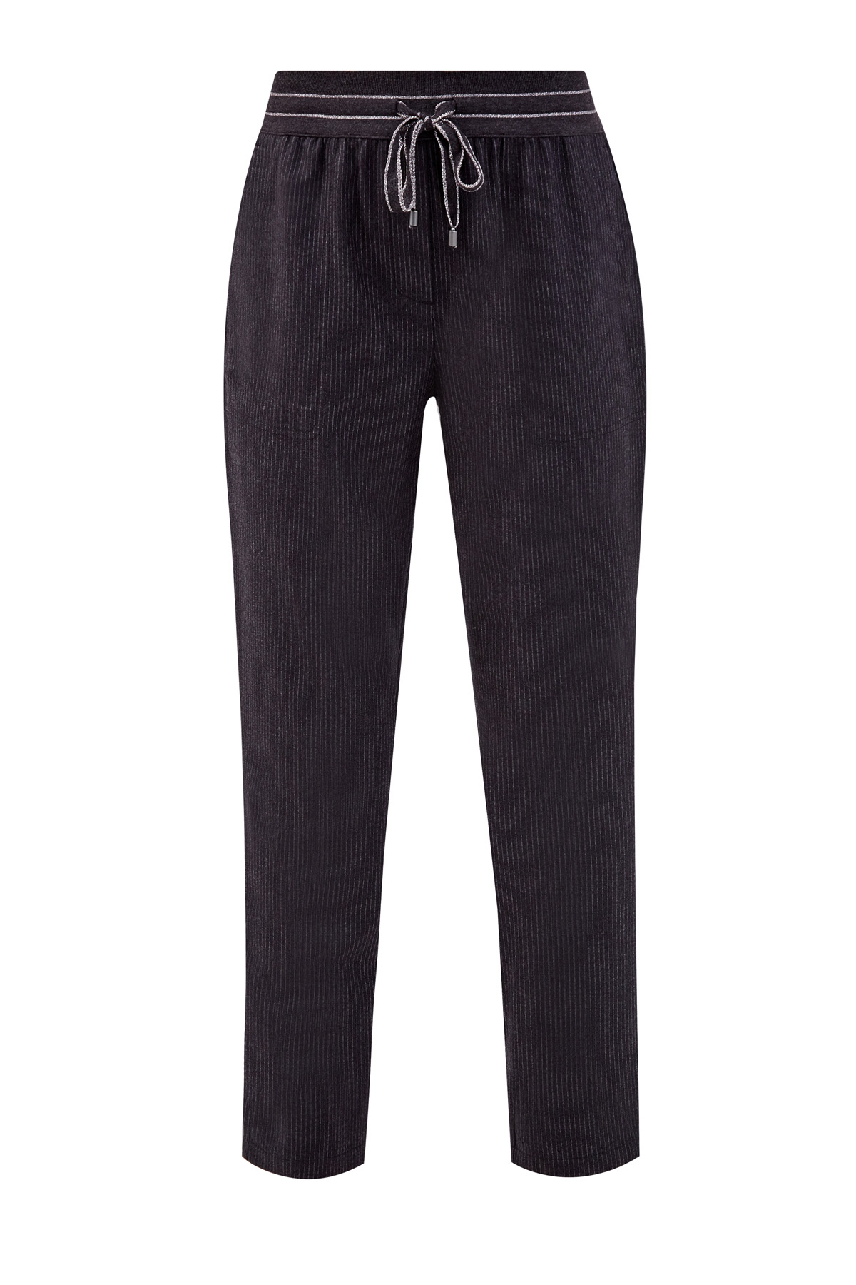 Шерстяные брюки с мерцающей трикотажной отделкой LORENA ANTONIAZZI, цвет черный, размер 40;42;44 - фото 1
