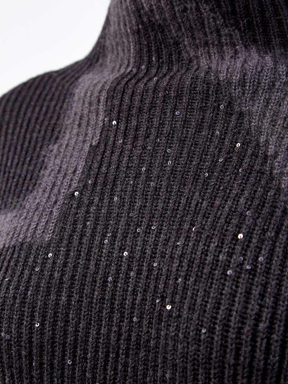 Пуловер из шерсти и шелка с вплетенными пайетками LORENA ANTONIAZZI, цвет черный, размер 40;42;44;46 - фото 5